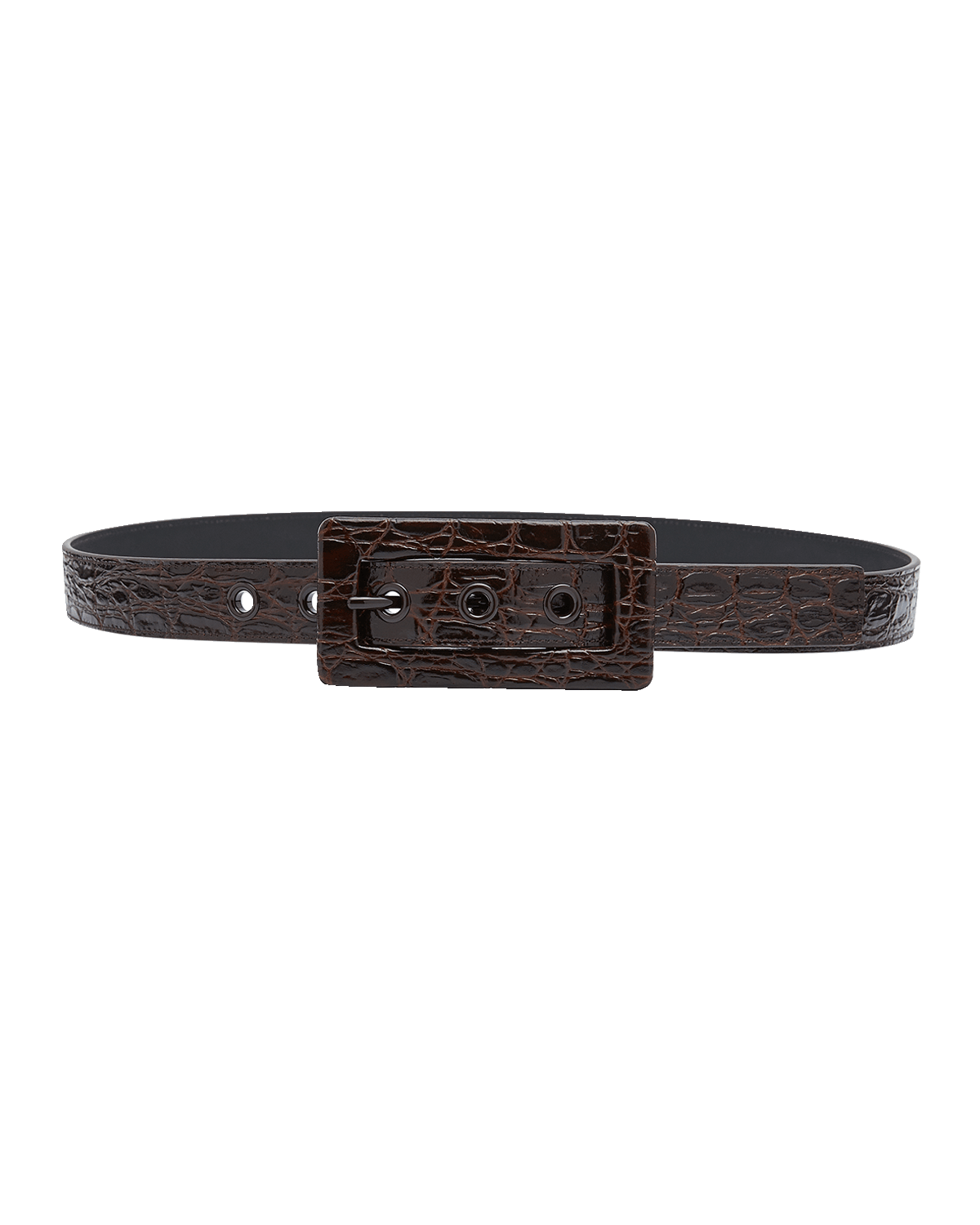 Saint Laurent Brown Croc-Embossed Leather Belt