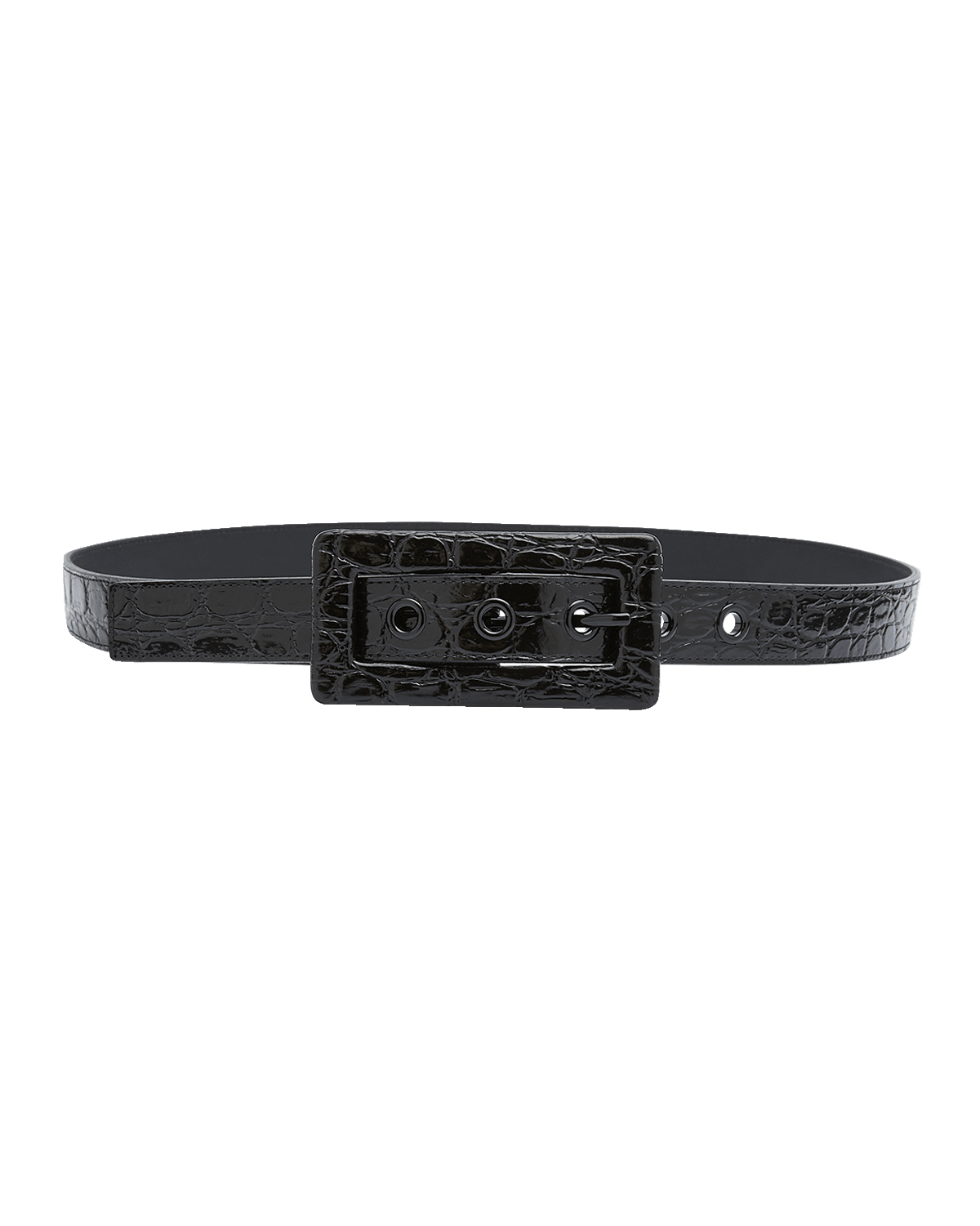 Saint Laurent Croc-Embossed Leather Belt