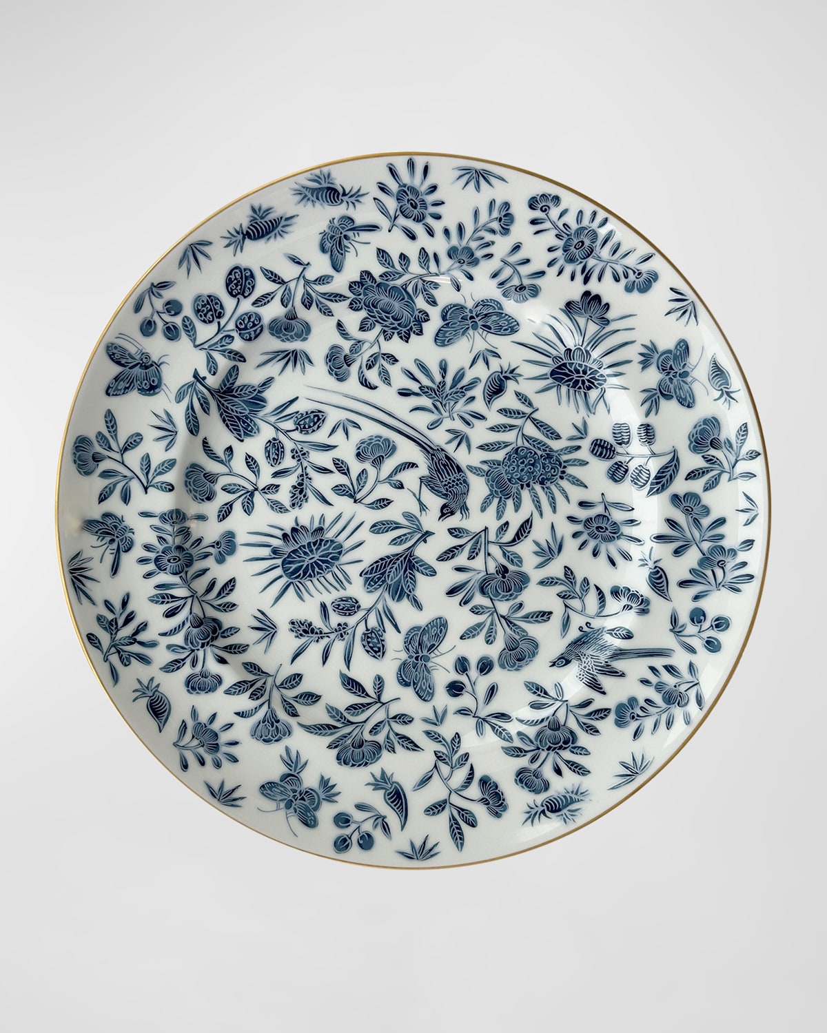 Mottahedeh Sacred Bird & Butterfly Blue Dinner Plate