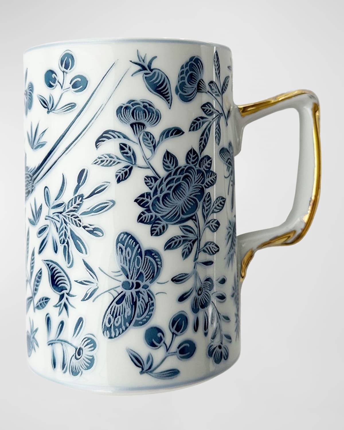 Mottahedeh Sacred Bird & Butterfly Blue Mug