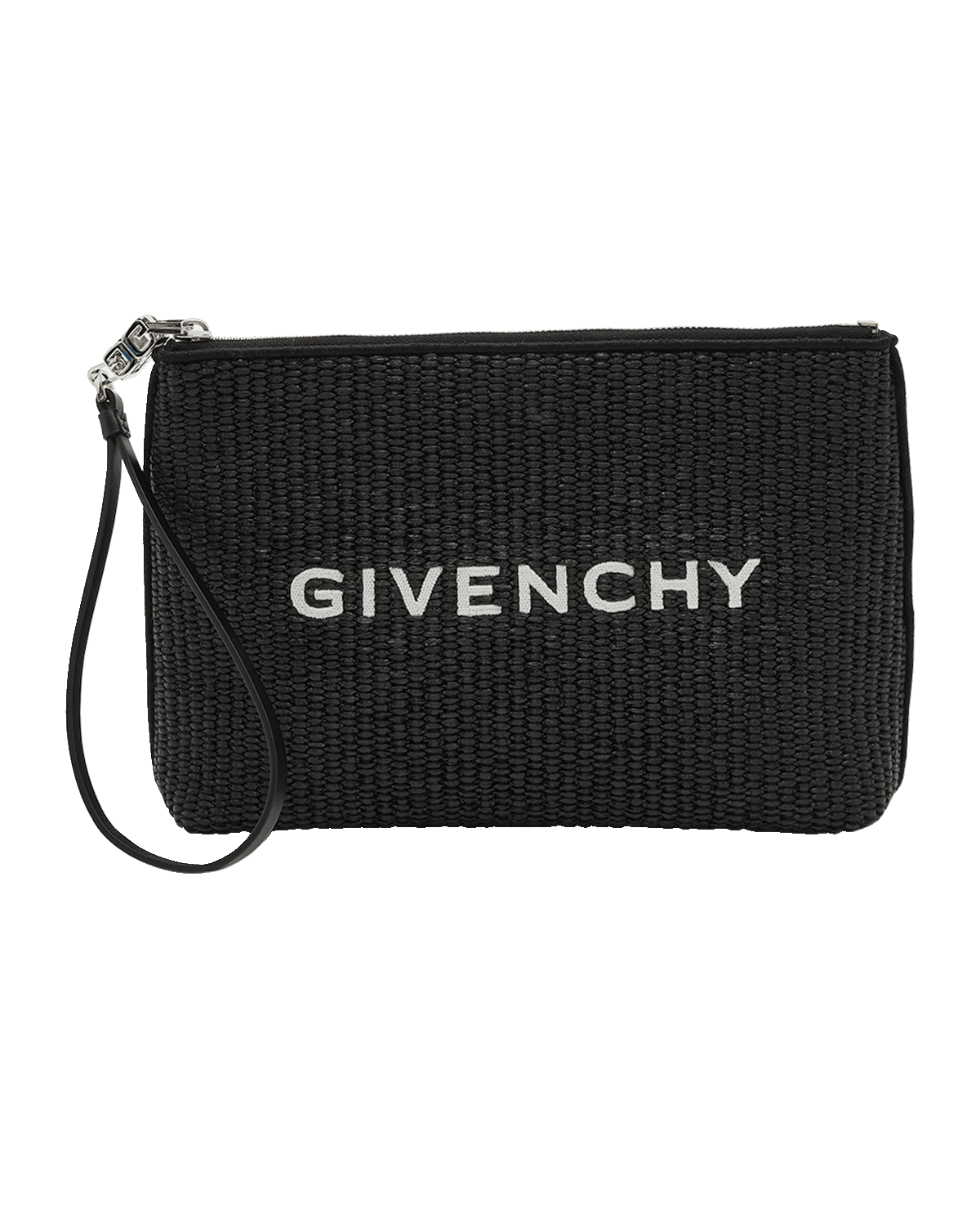 Givenchy Travel Zip Top Pouch in Raffia with Wristlet