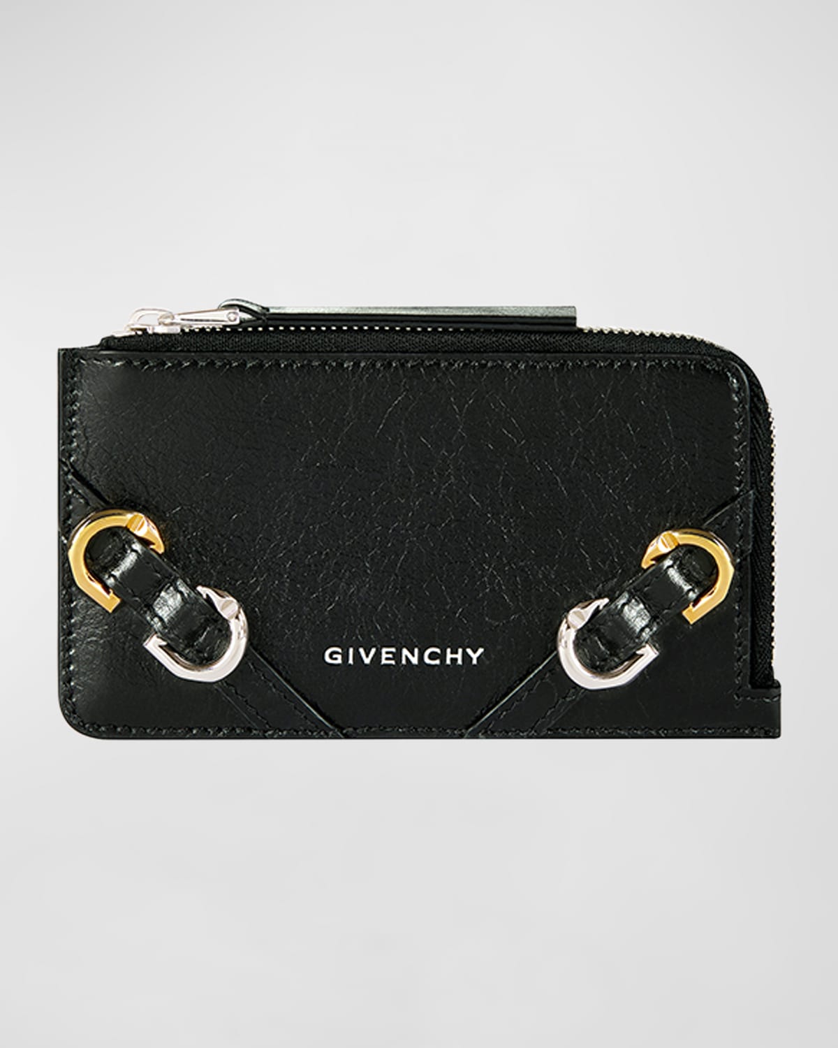 Givenchy Voyou Zipped Cardholder in Tumbled Leather