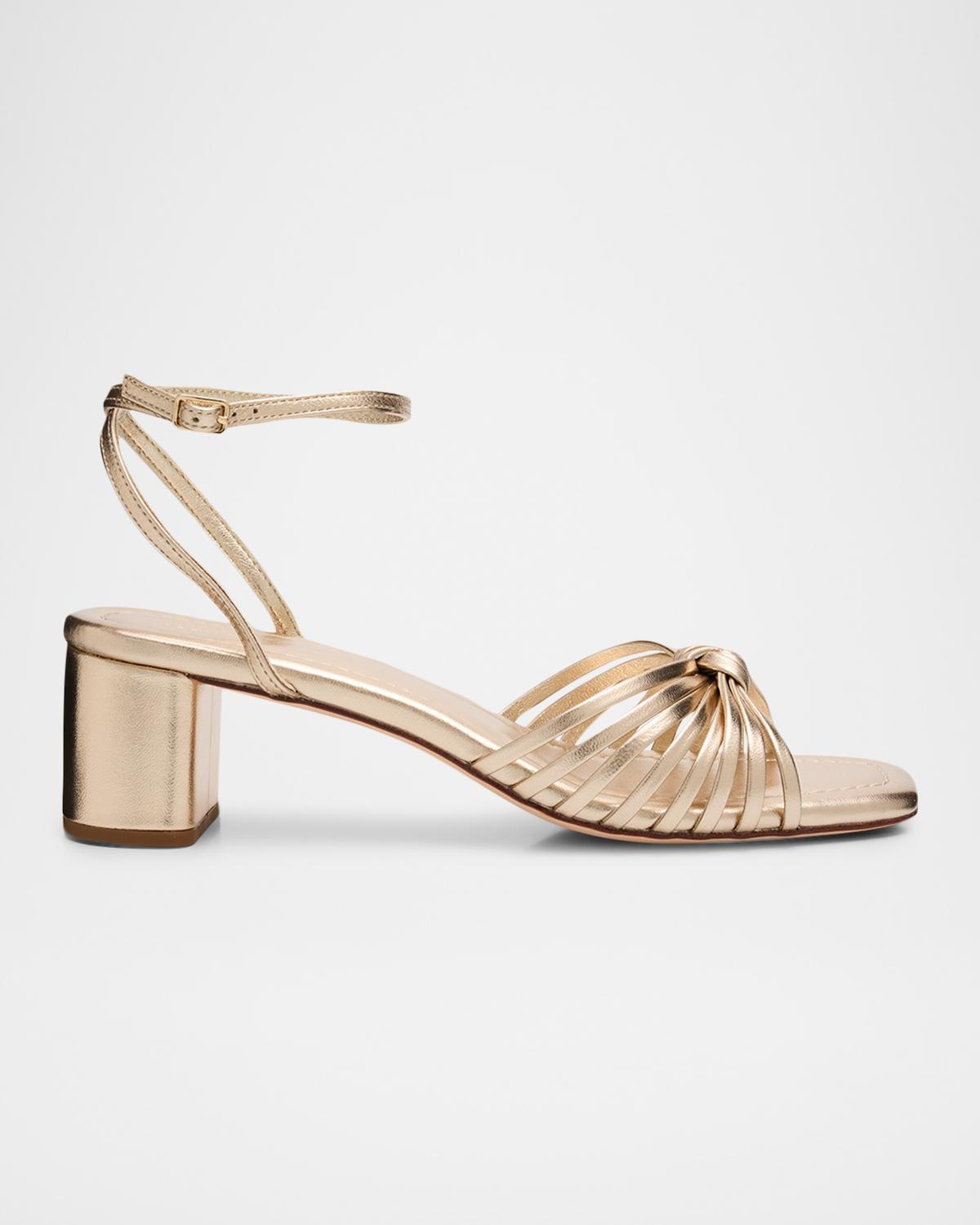Loeffler Randall Olivia Leather Knot Block Heel Sandals