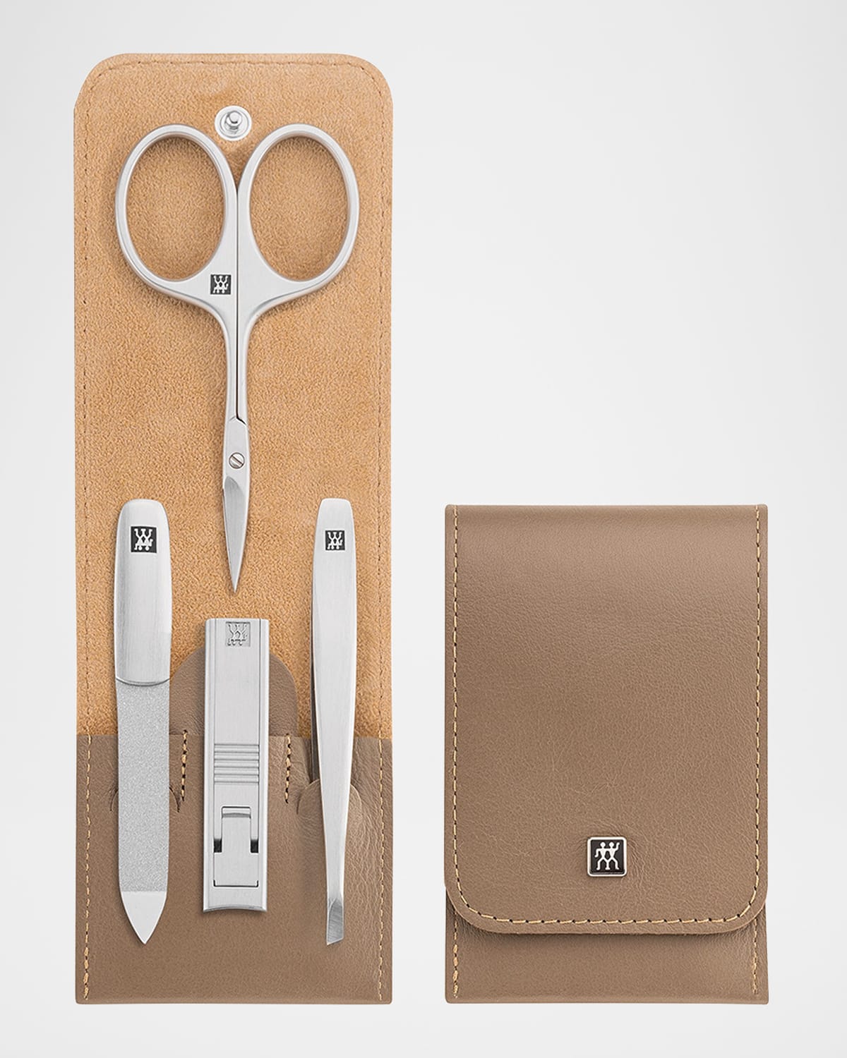 Zwilling Beauty Premium 5-Piece Taupe Leather Nail Case Set