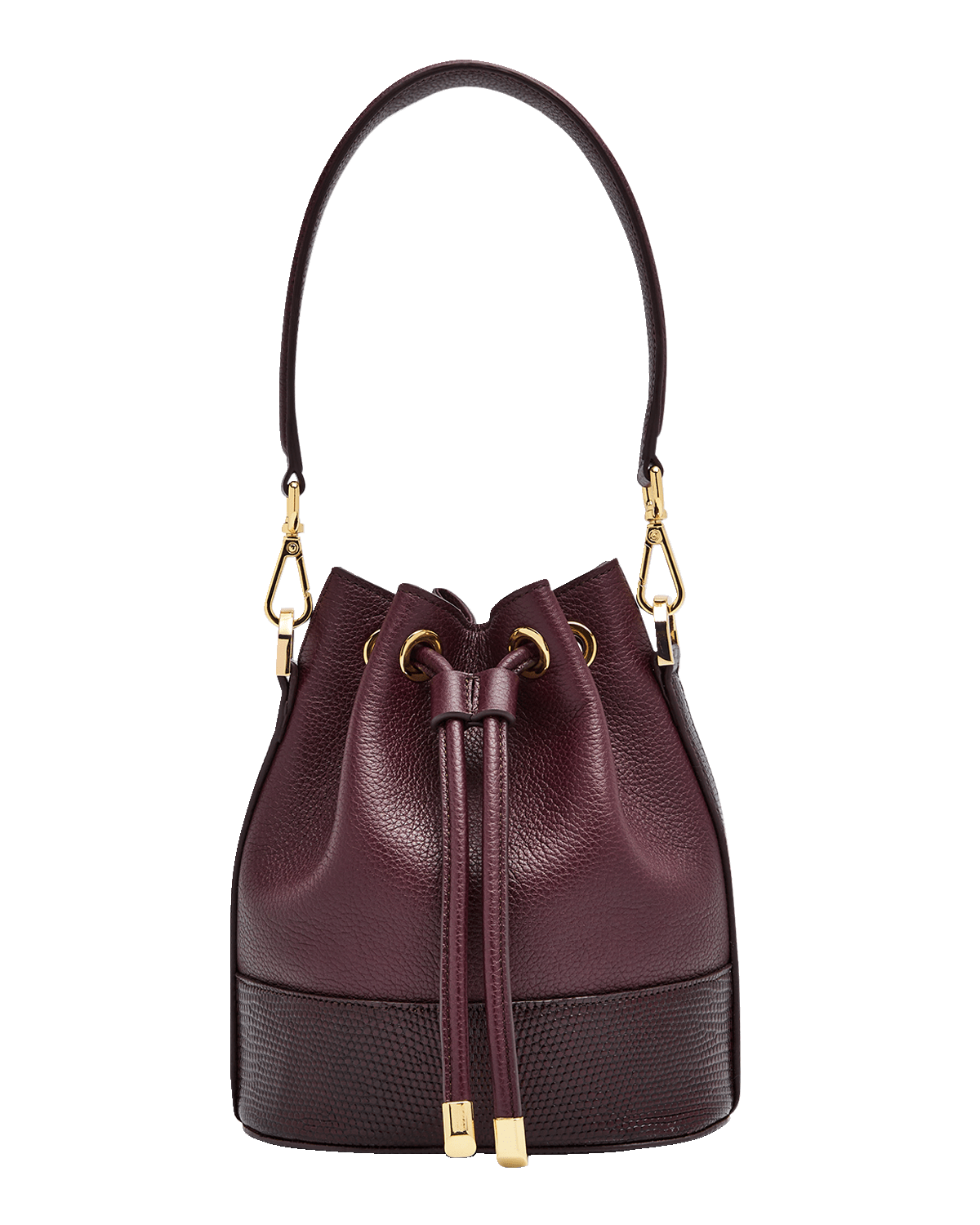 Maria Oliver Alessia Lizard Drawstring Bucket Bag