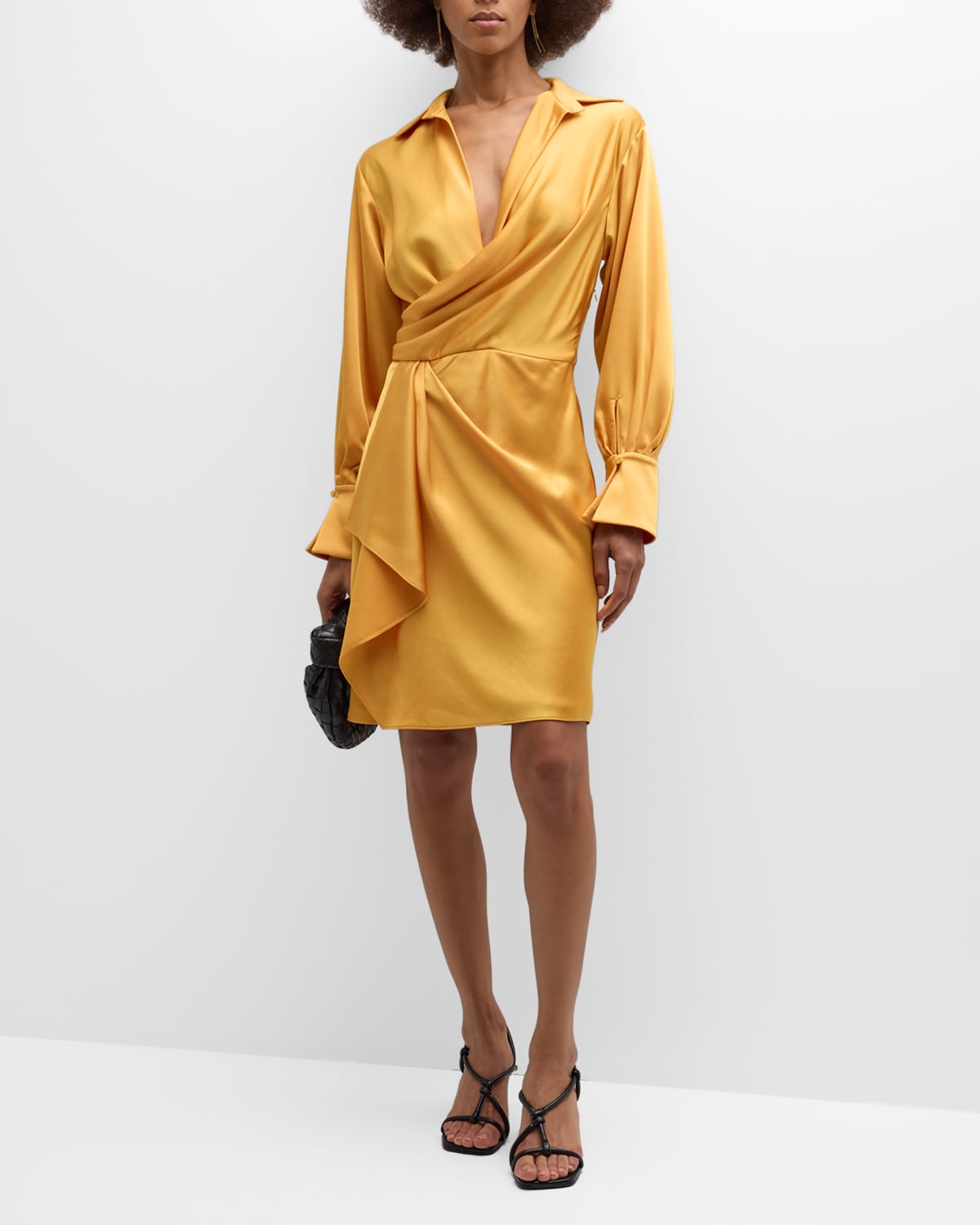 SIMKHAI Talit Draped-Front Satin Mini Dress