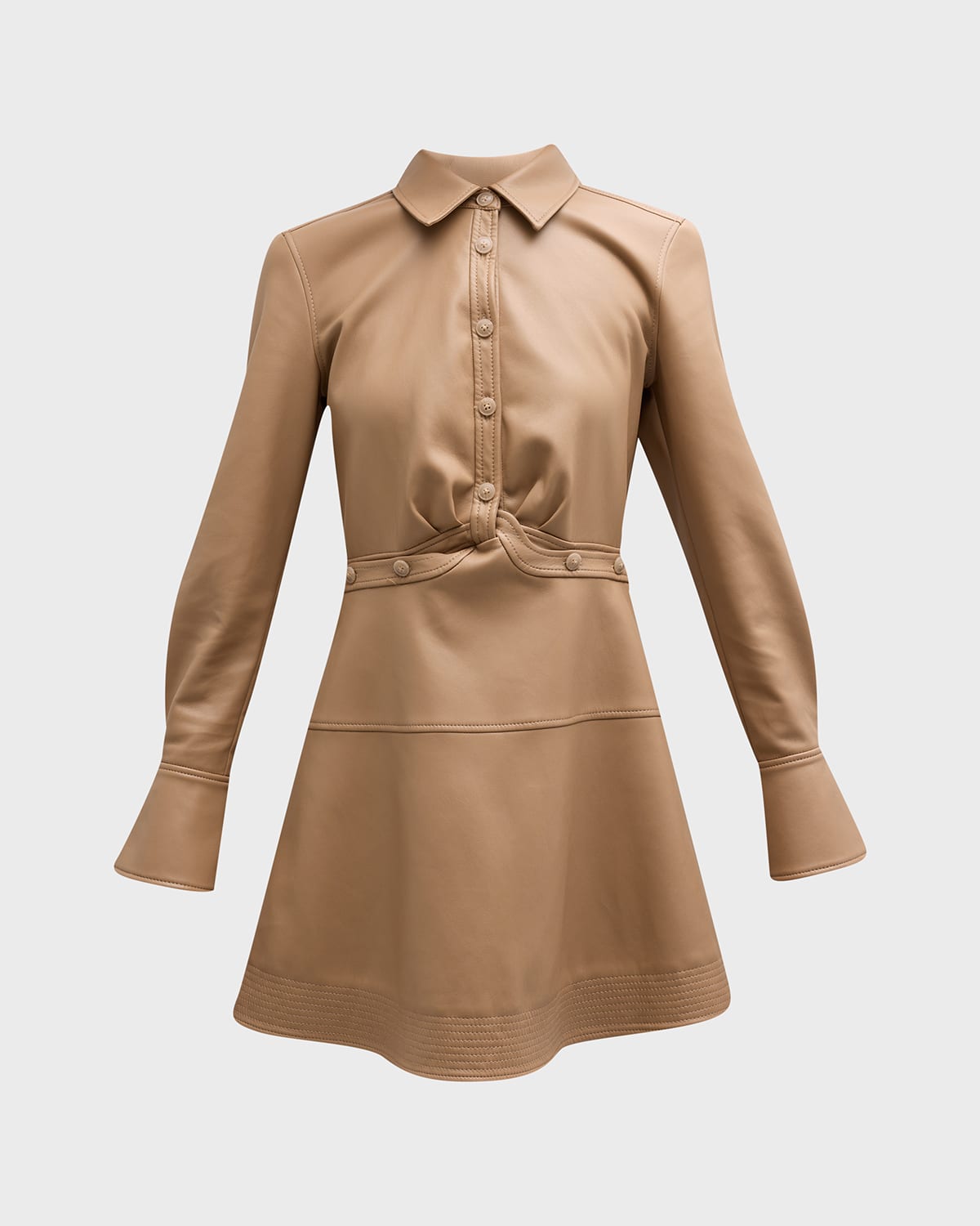 SIMKHAI Elias Long-Sleeve Vegan Leather Mini Dress