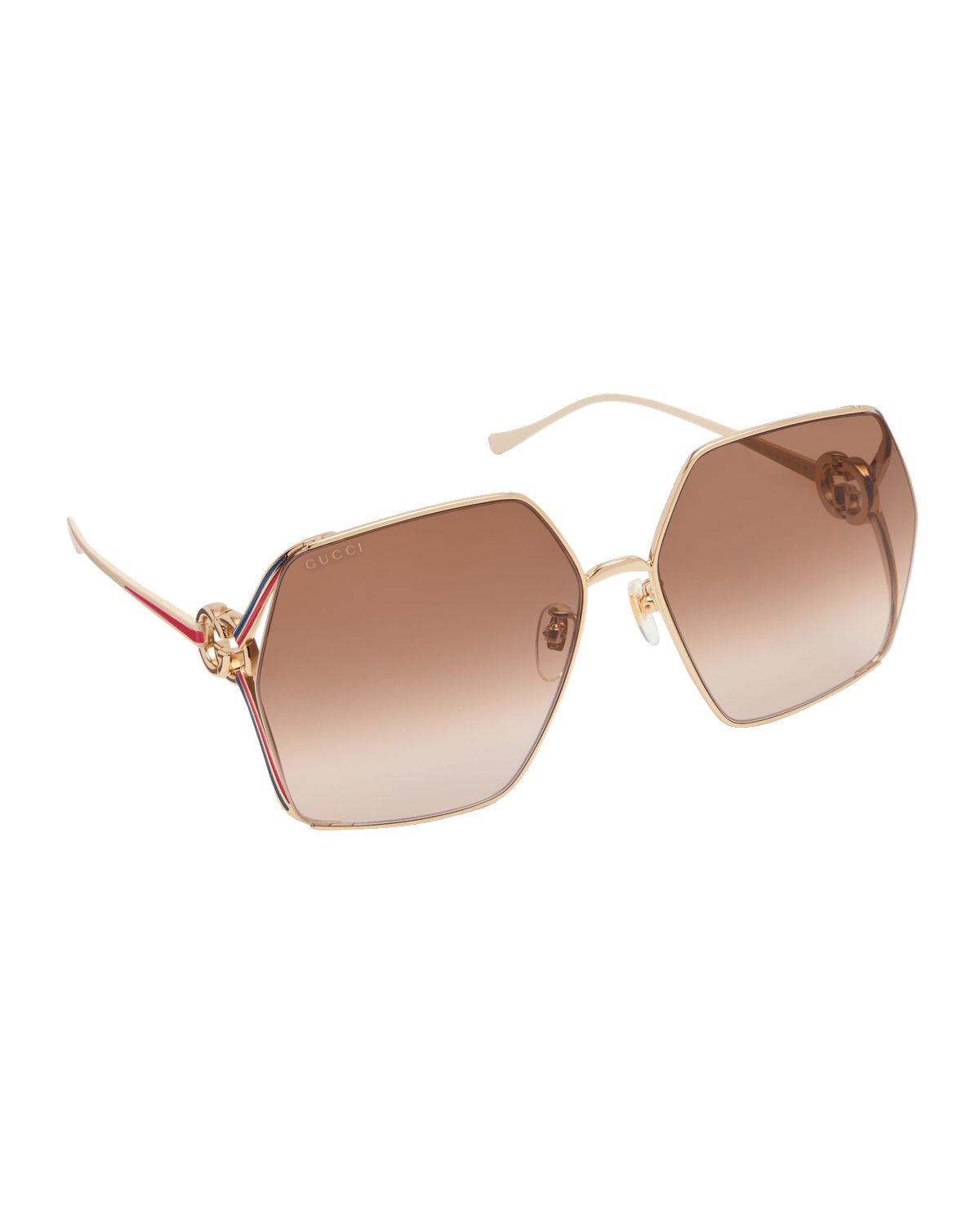 Gucci Gg Round Golden Metal Sunglasses Neiman Marcus