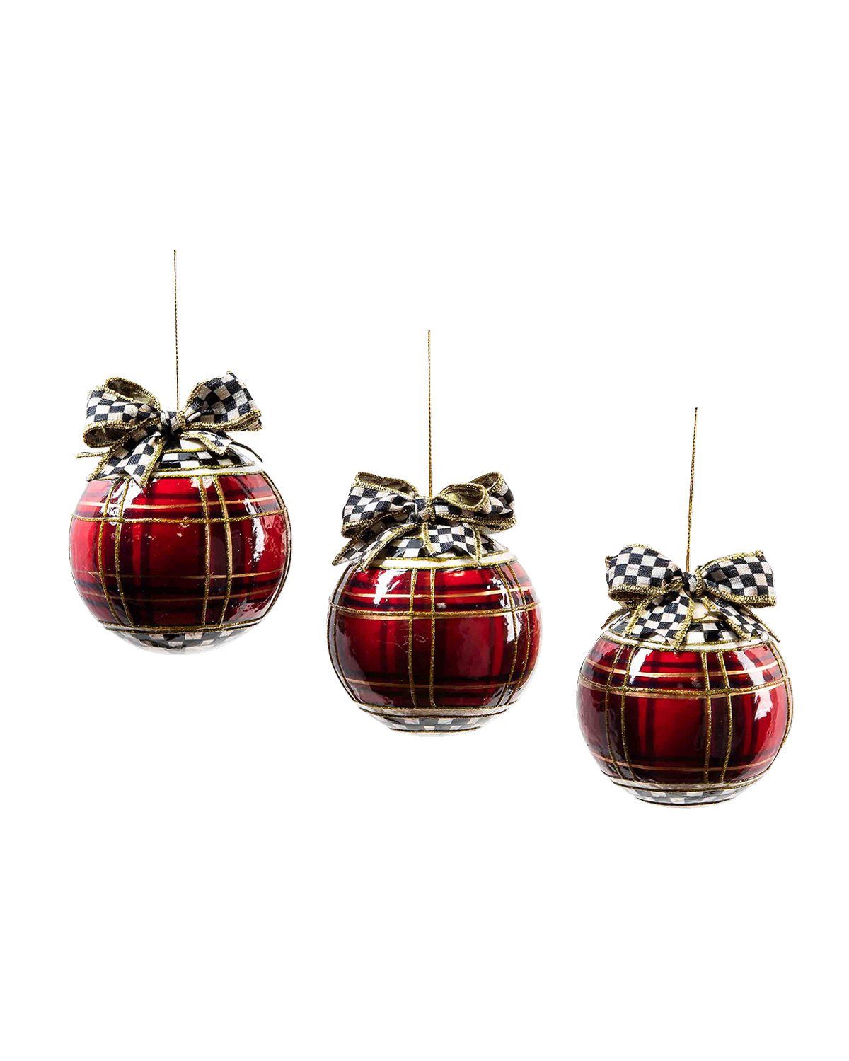 MacKenzieChilds Velvet Patchwork Ball Ornaments Set of 4 Neiman Marcus