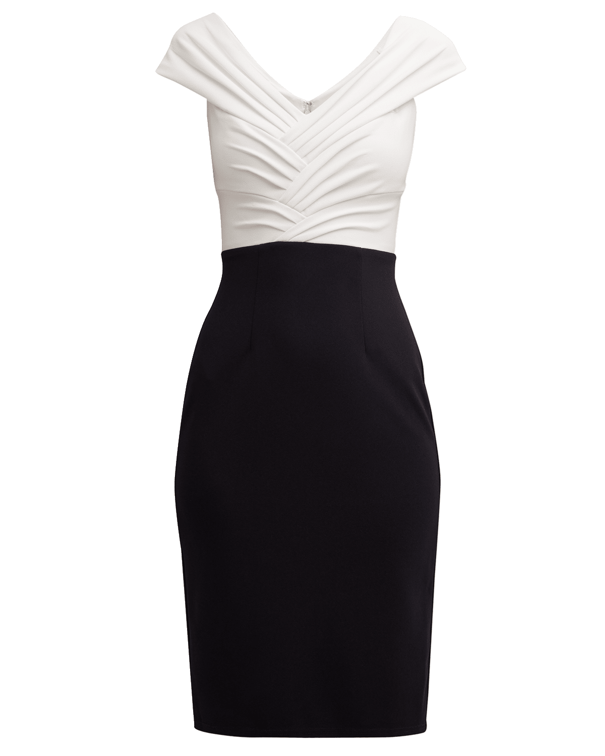 Tadashi Shoji Pleated Two-Tone Crepe Midi Dress