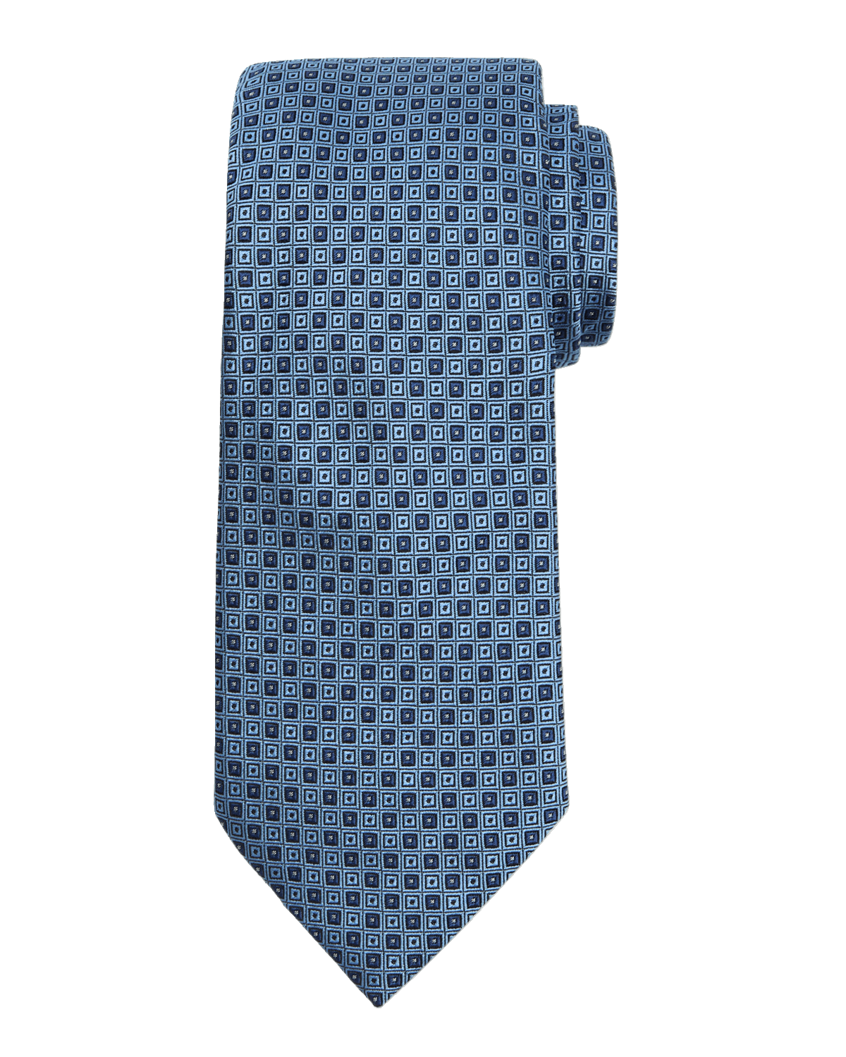 ZEGNA Men's Small Boxes Jacquard Silk Tie