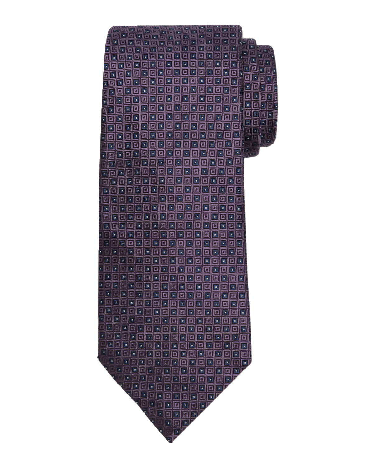 ZEGNA Men's Small Boxes Jacquard Silk Tie