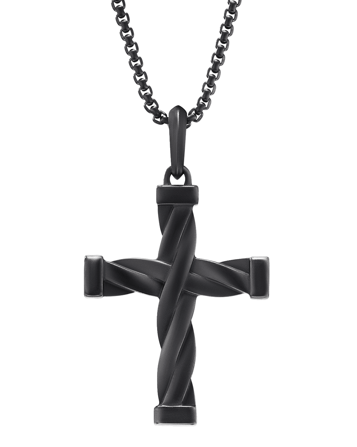 David Yurman Men's DY Helios Cross Pendant in Black Titanium, 28mm
