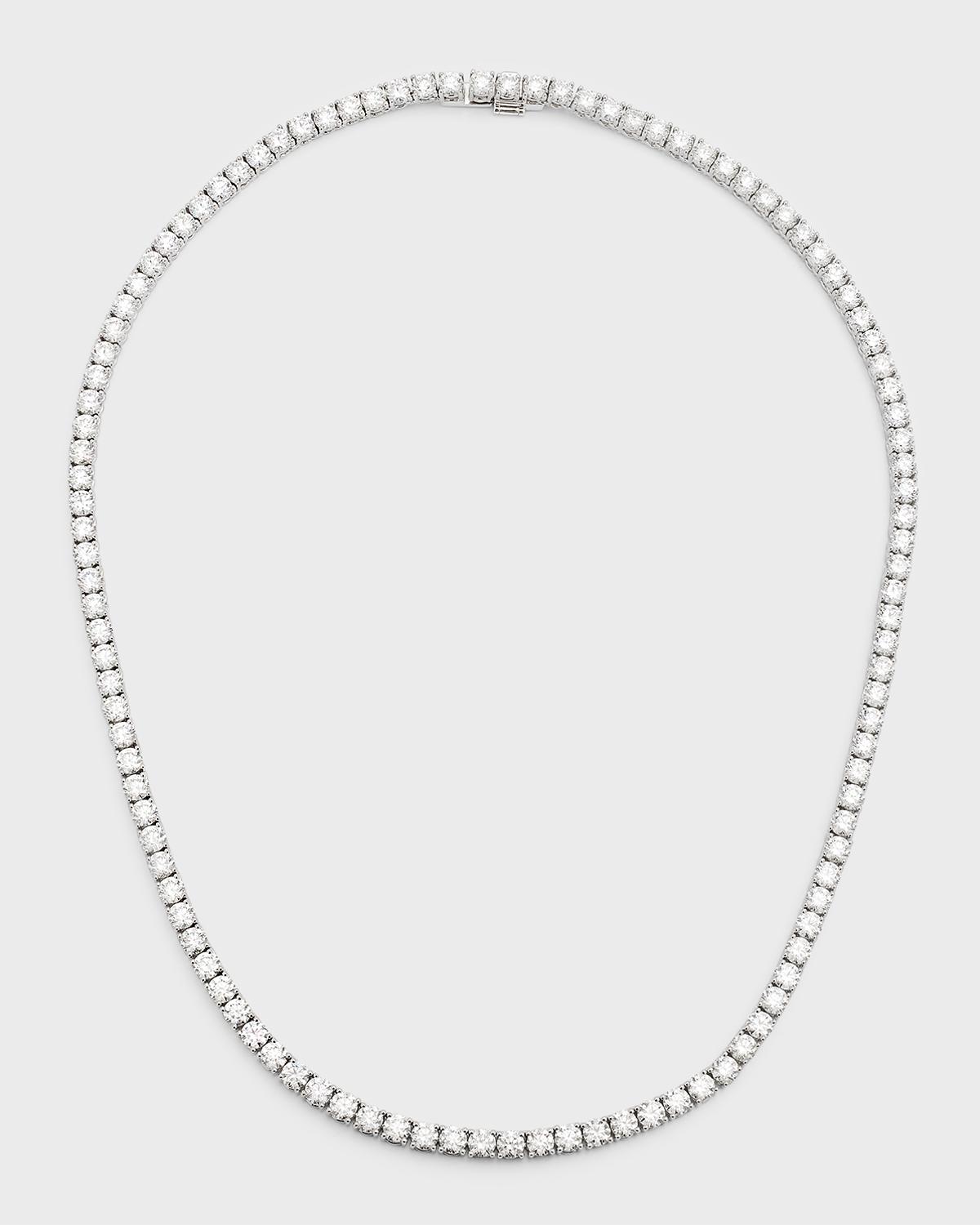 18K White Gold Round Diamond Tennis Necklace, 17"L, 22.4tcw