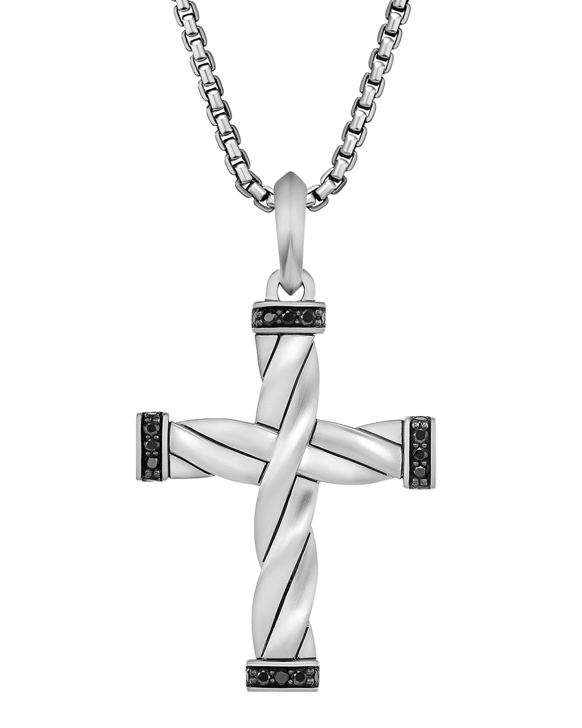 David Yurman Men's Chevron Cross Pendant in Silver, 33.5mm Neiman Marcus