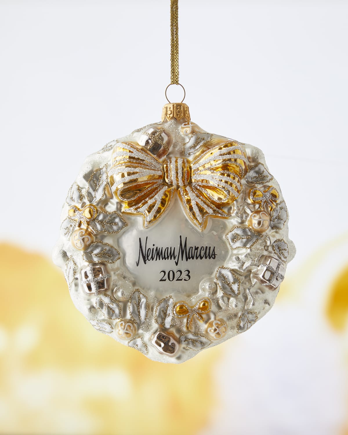 Neiman Marcus Gold Sparkle Bright Christmas Ornament Neiman Marcus