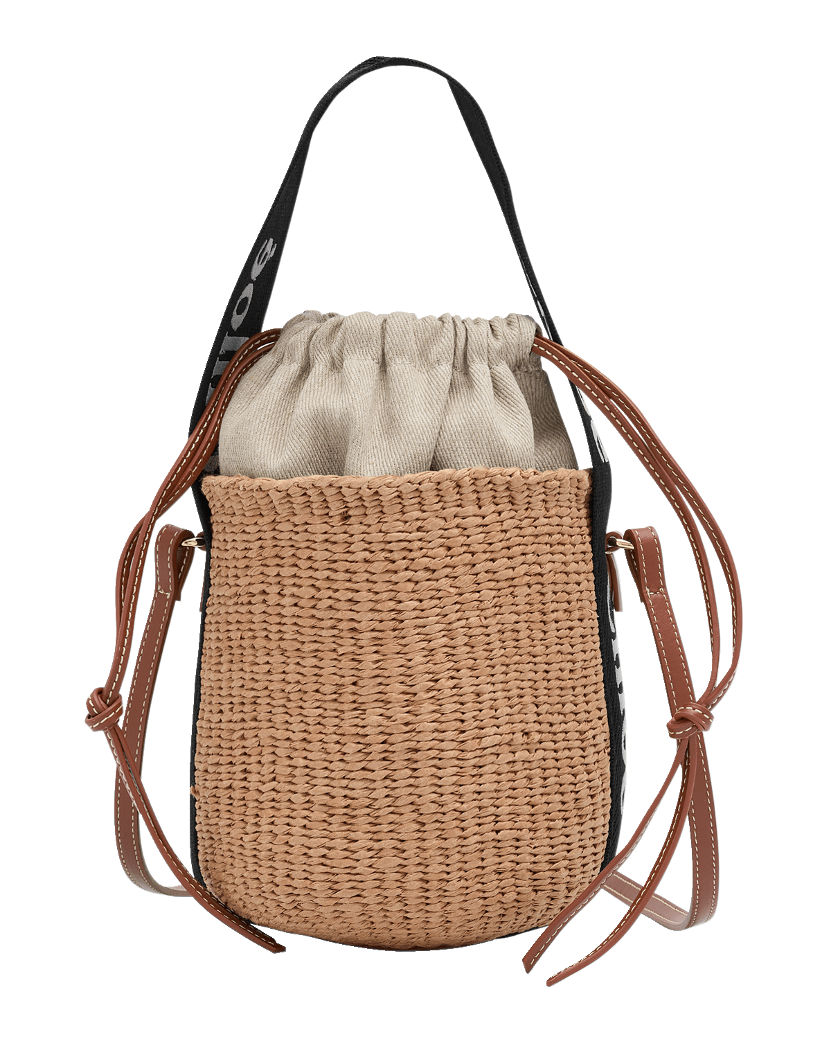 Chloe Woody Small Mifuko Basket Bag with Logo Webbing