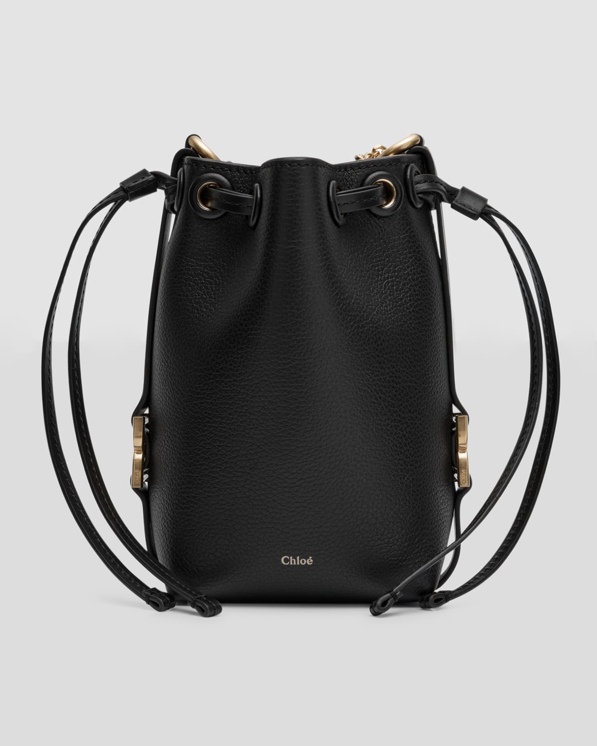Chloe Marcie Micro Bucket Bag in Leather with Chain Strap