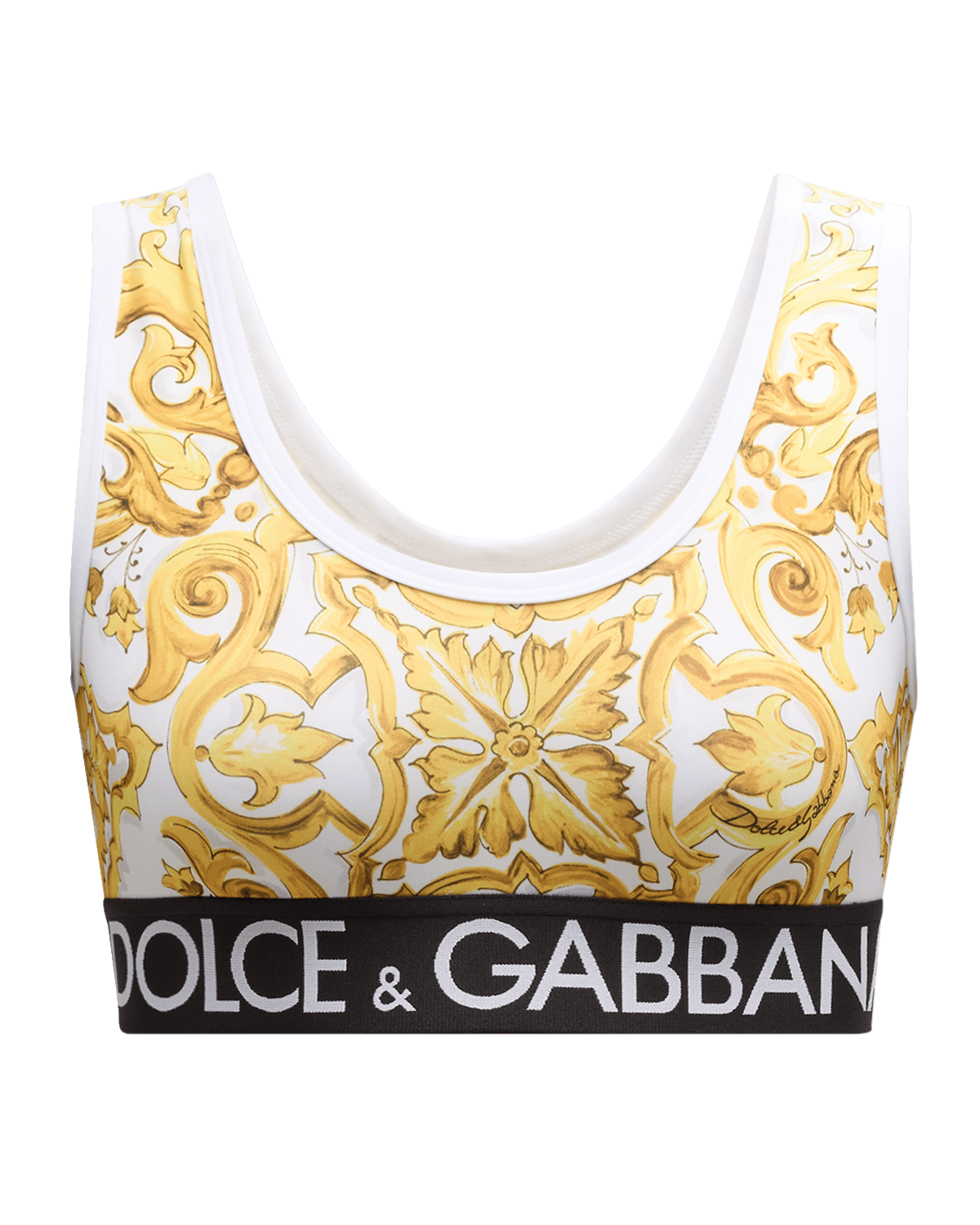 Dolce&Gabbana Logo Band Tile-Print Lycra Bra Top