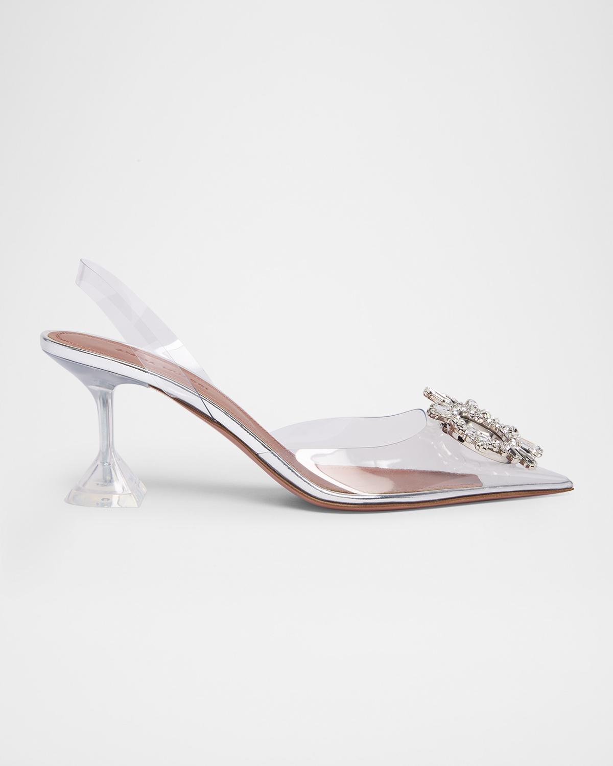 Amina Muaddi Begum Clear Crystal Slingback Pumps