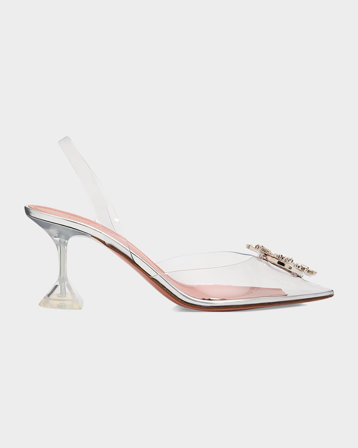 Amina Muaddi Begum Clear Crystal Slingback Pumps
