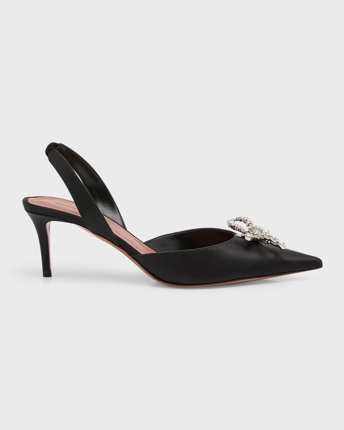 Amina Muaddi Rosie Slingback Satin Pumps