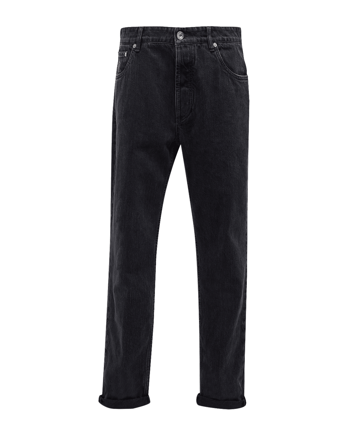 Brunello Cucinelli Men's Dark Grey Traditional Fit Denim Jeans