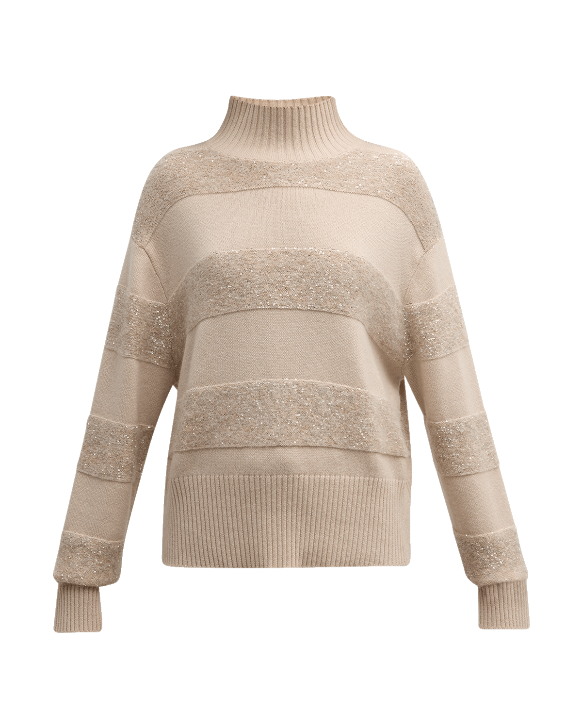 Brunello Cucinelli Sequined Stripe Wool-Cashmere Sweater