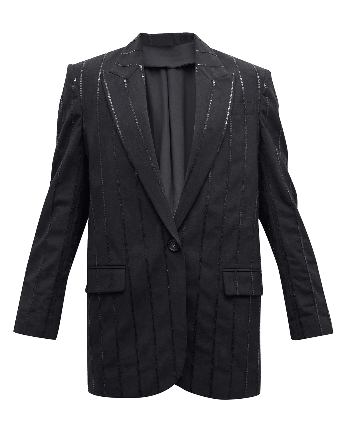 Brunello Cucinelli Vertical Beaded Pinstripe Wool Blazer Jacket