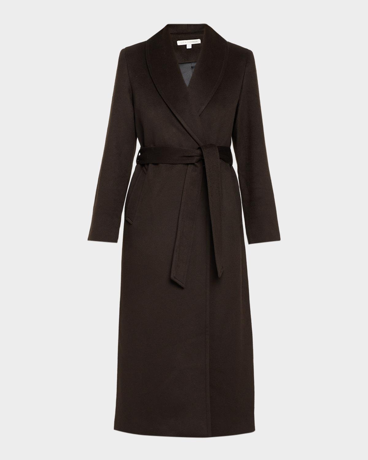 Sofia Cashmere Cashmere Belted Wrap Coat with Pick-Stitched Detail