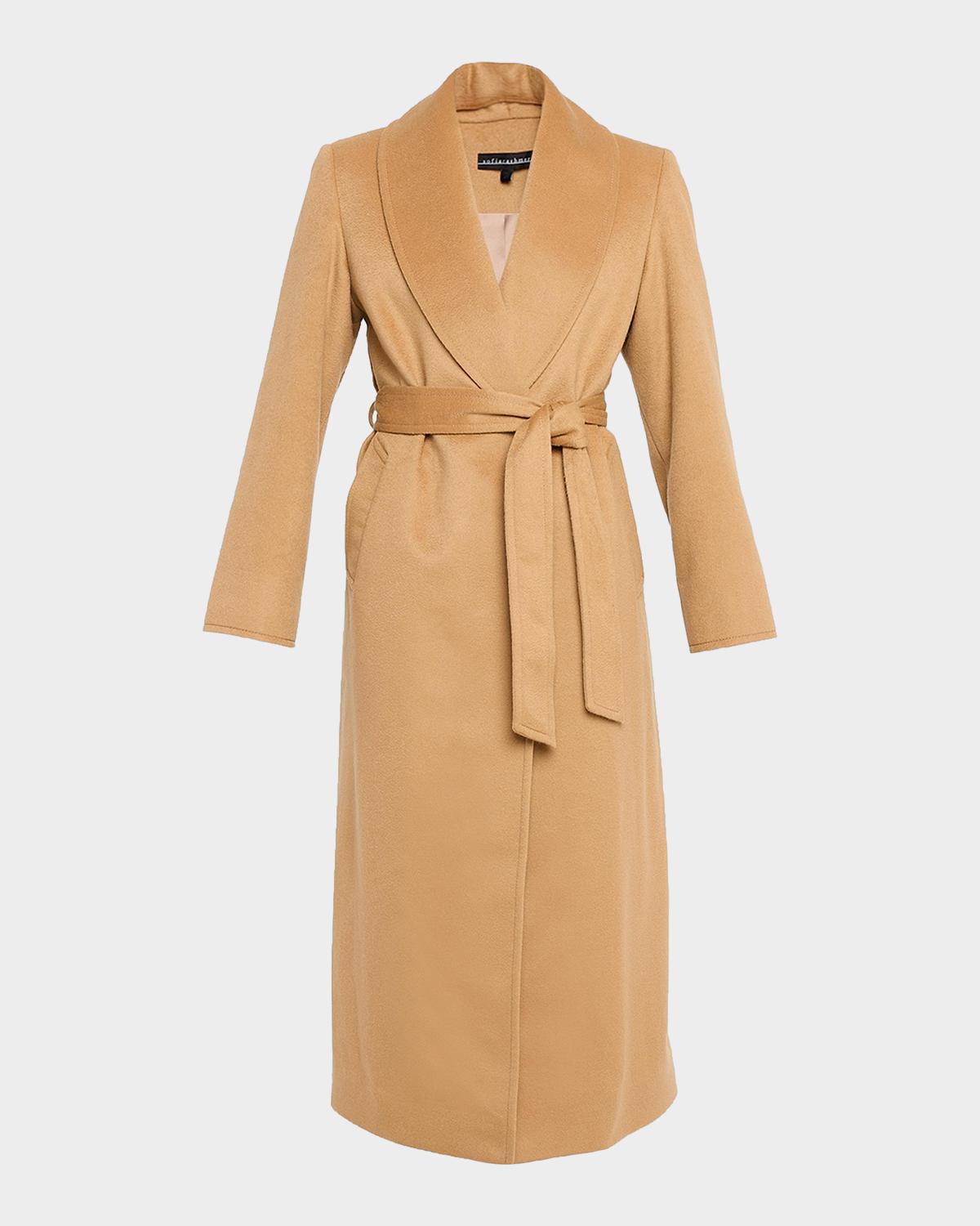 Sofia Cashmere Cashmere Belted Wrap Coat with Pick-Stitched Detail
