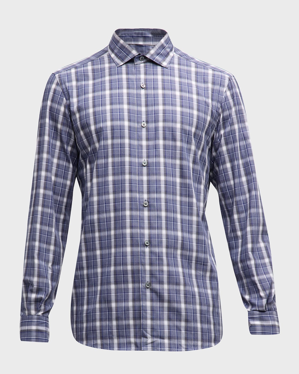 ZEGNA Men's Cotton Plaid Sport Shirt