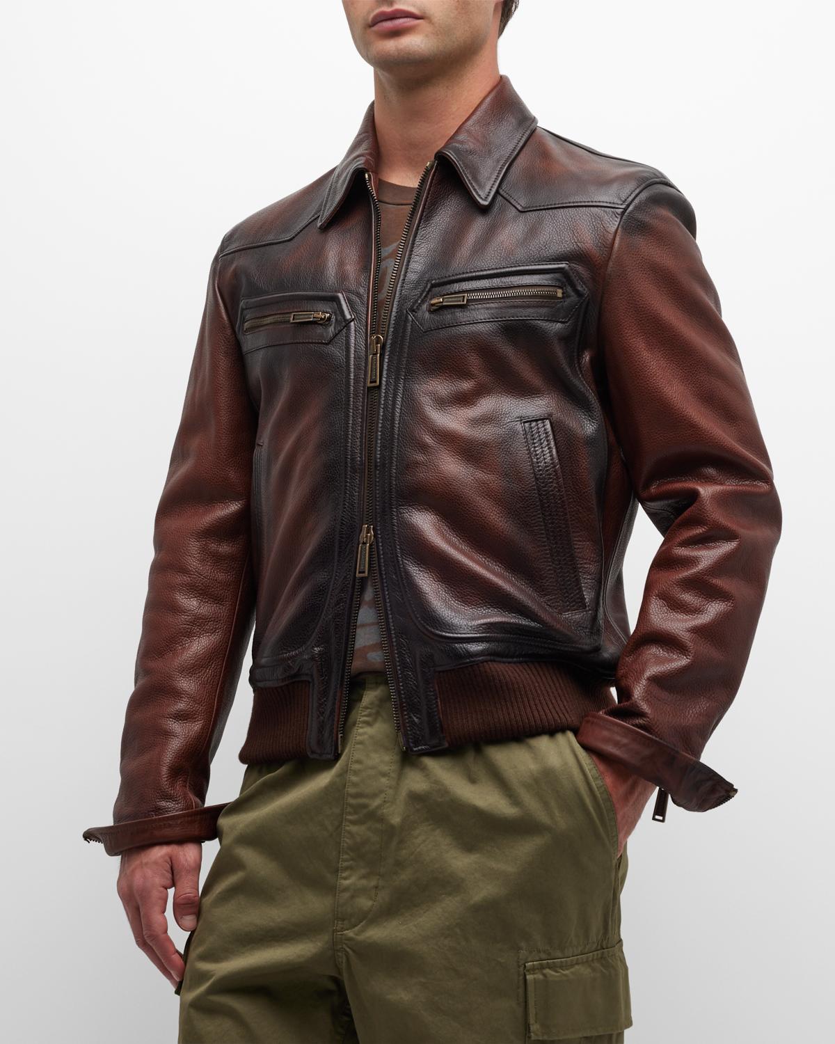 Ribbed Leather Jacket | Neiman Marcus