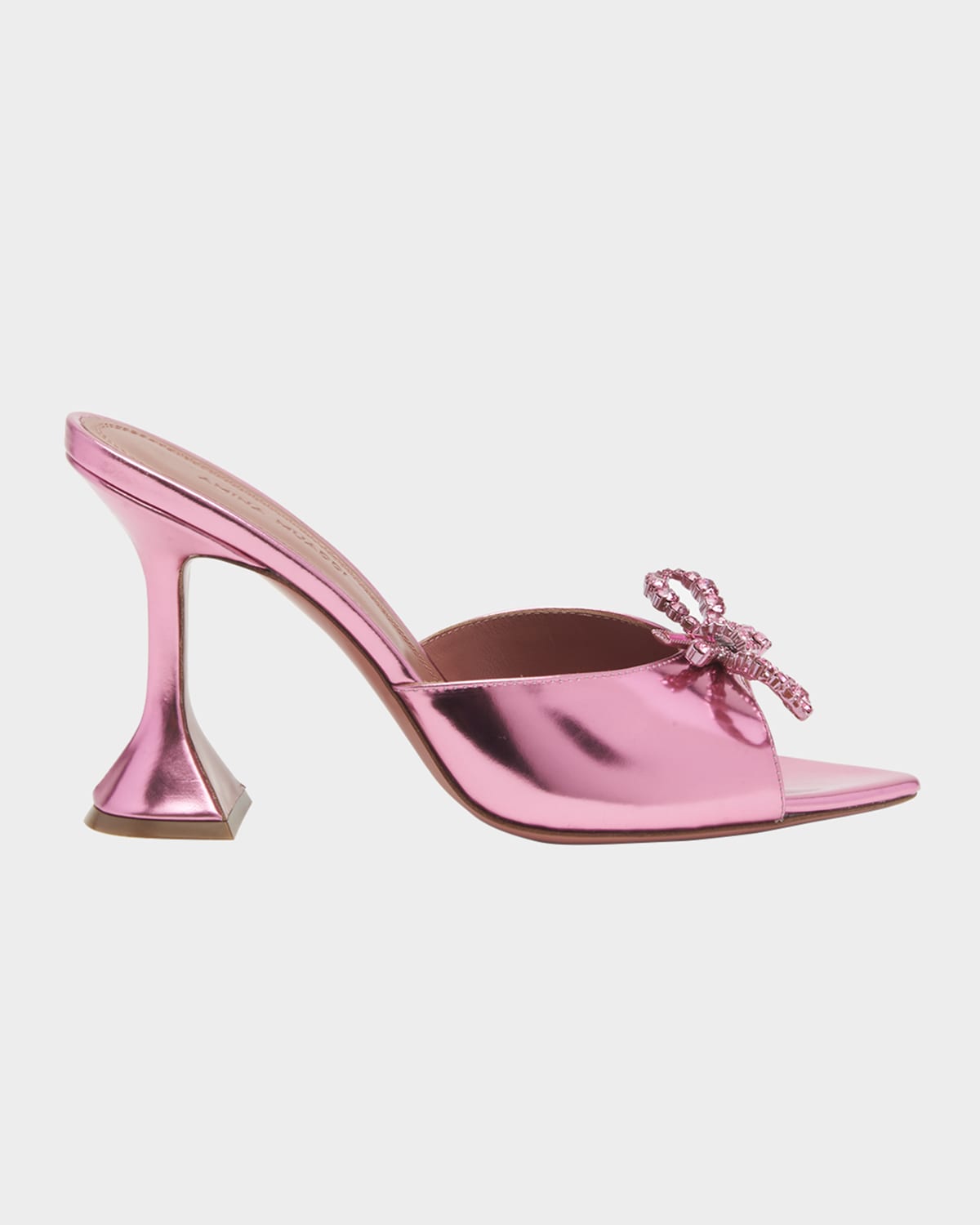 Amina Muaddi Rosie Metallic Leather Pedestal Sandals