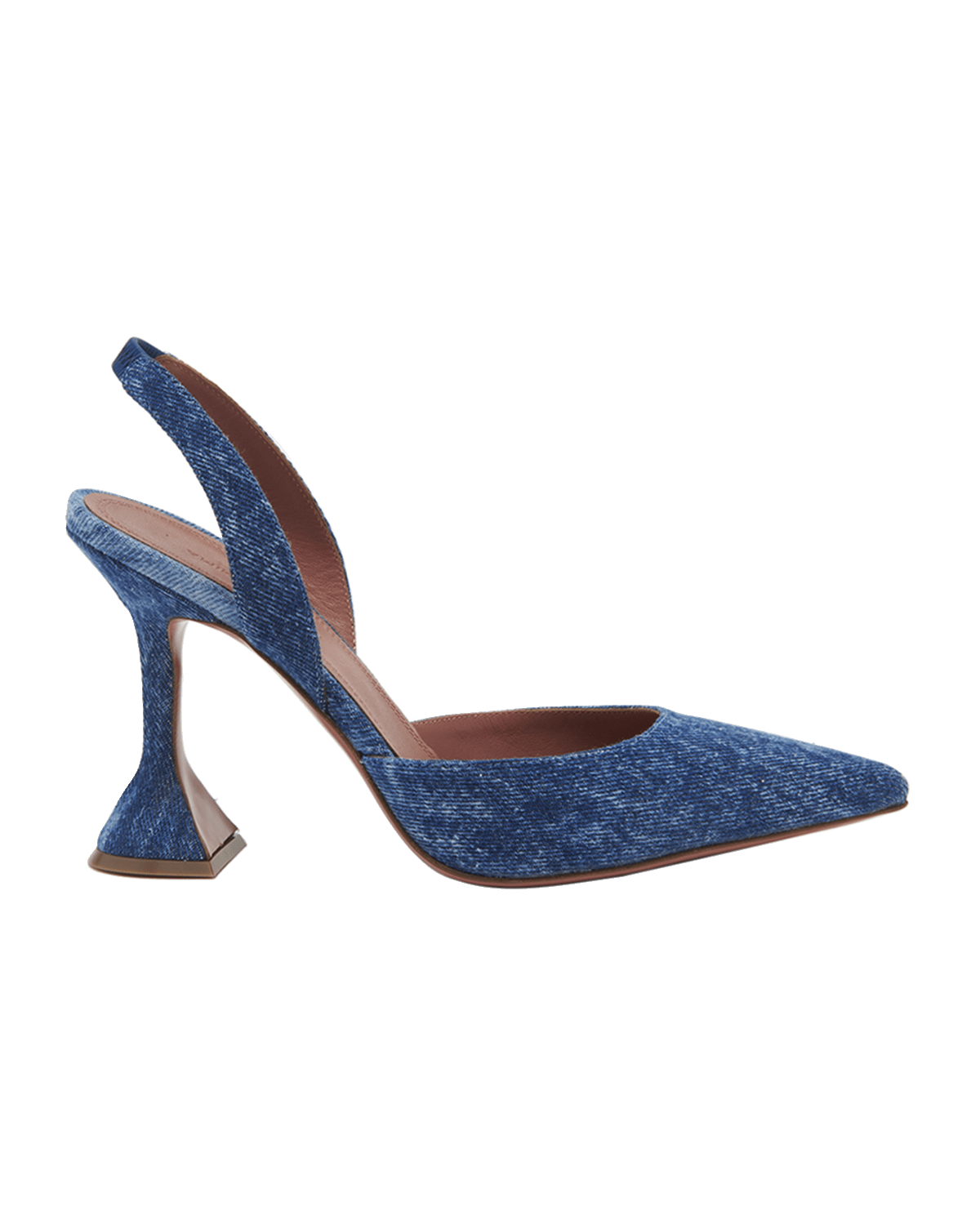 Amina Muaddi Holli Slingback Denim Pedestal Pumps