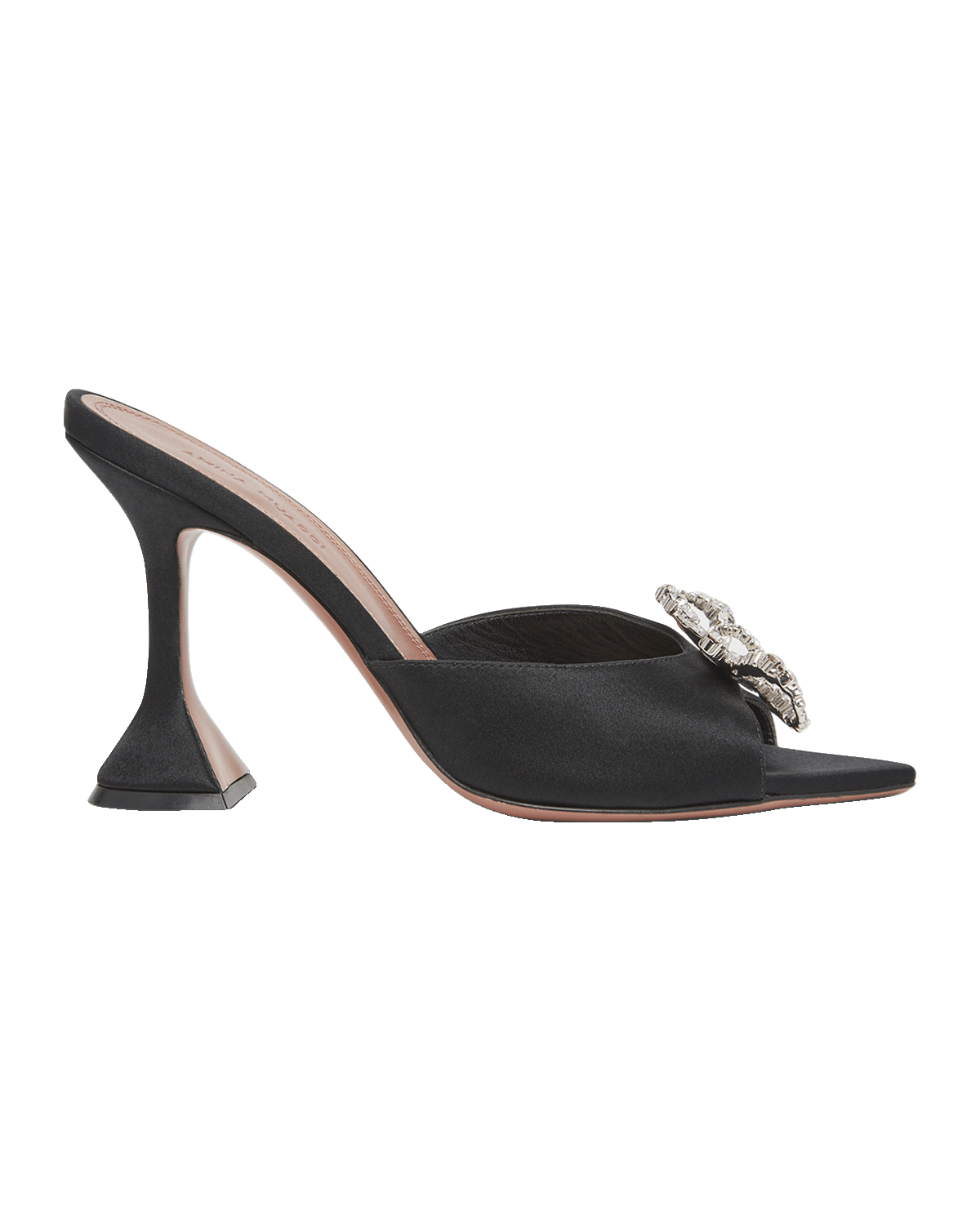 Amina Muaddi Rosie Embellished Bow Satin Pedestal Sandals