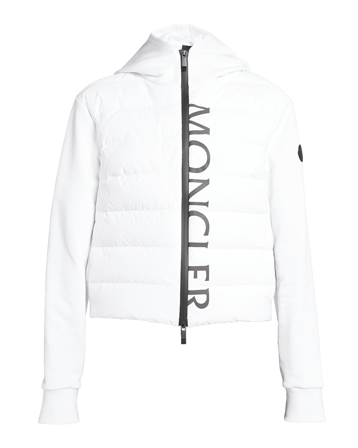 Moncler Zip-Up Puffer Cardigan with Logo Detail