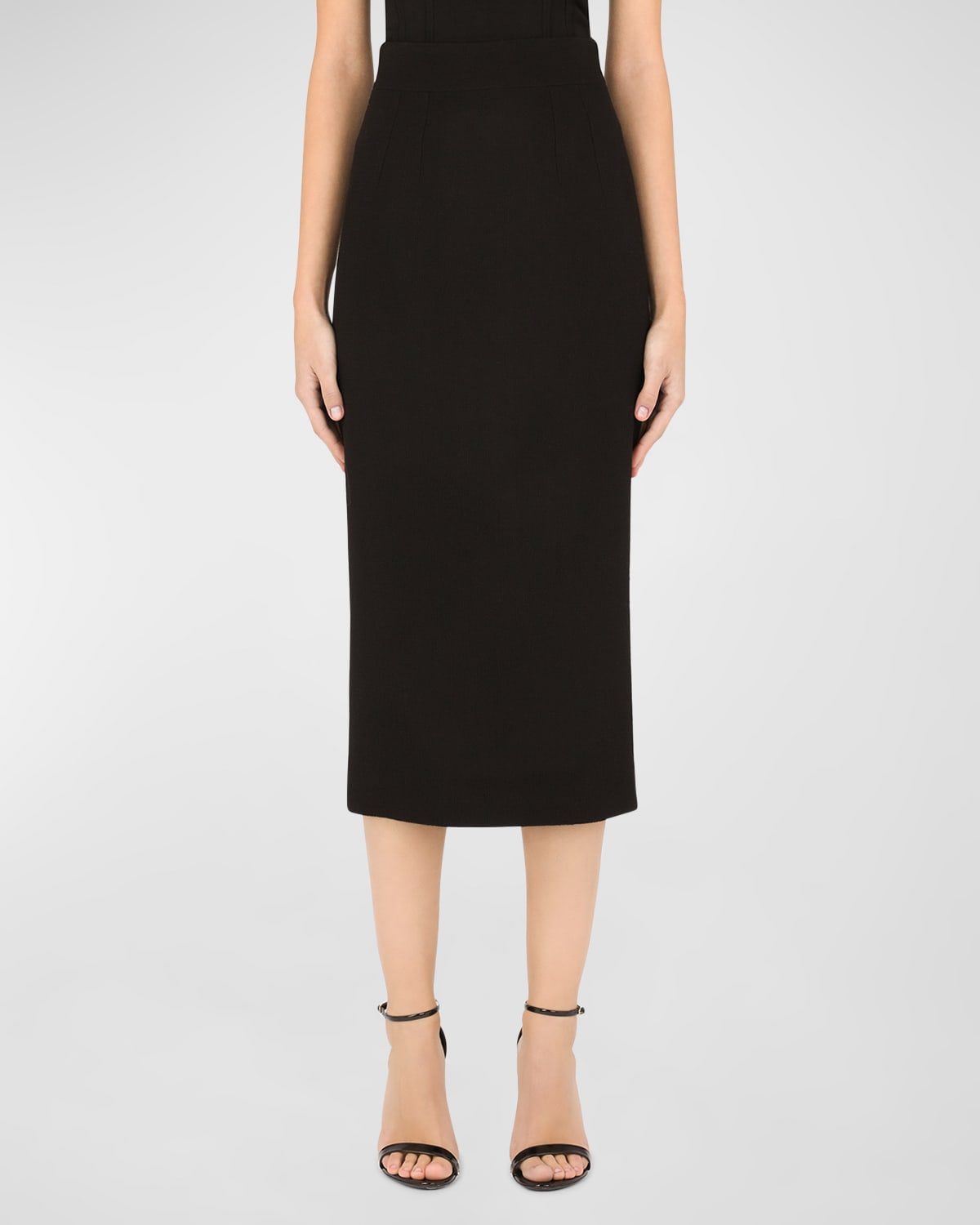 Dolce&Gabbana Central Split-Hem Wool Midi Pencil Skirt