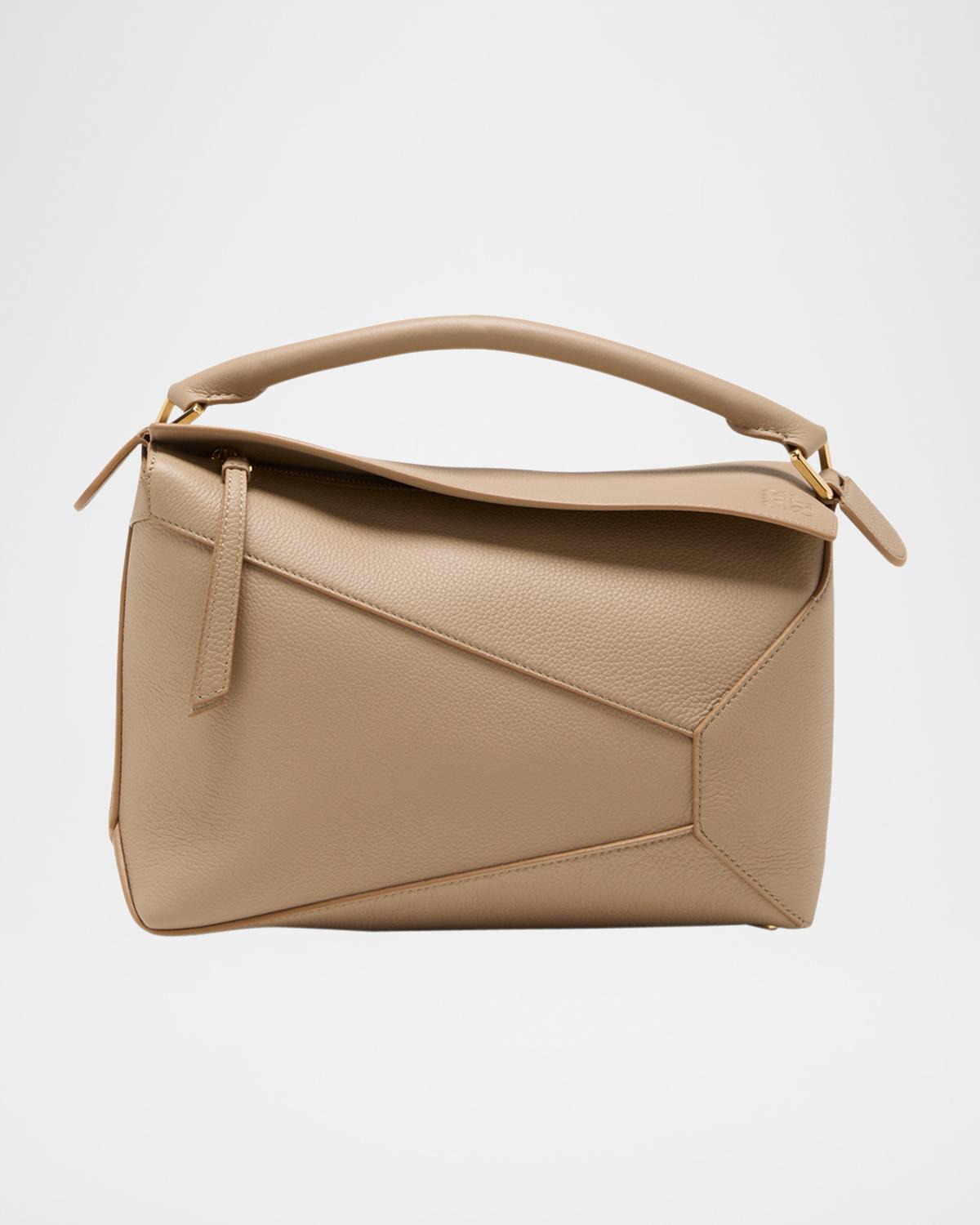 Puzzle Edge Medium Top-Handle Bag in Soft Grained Leather