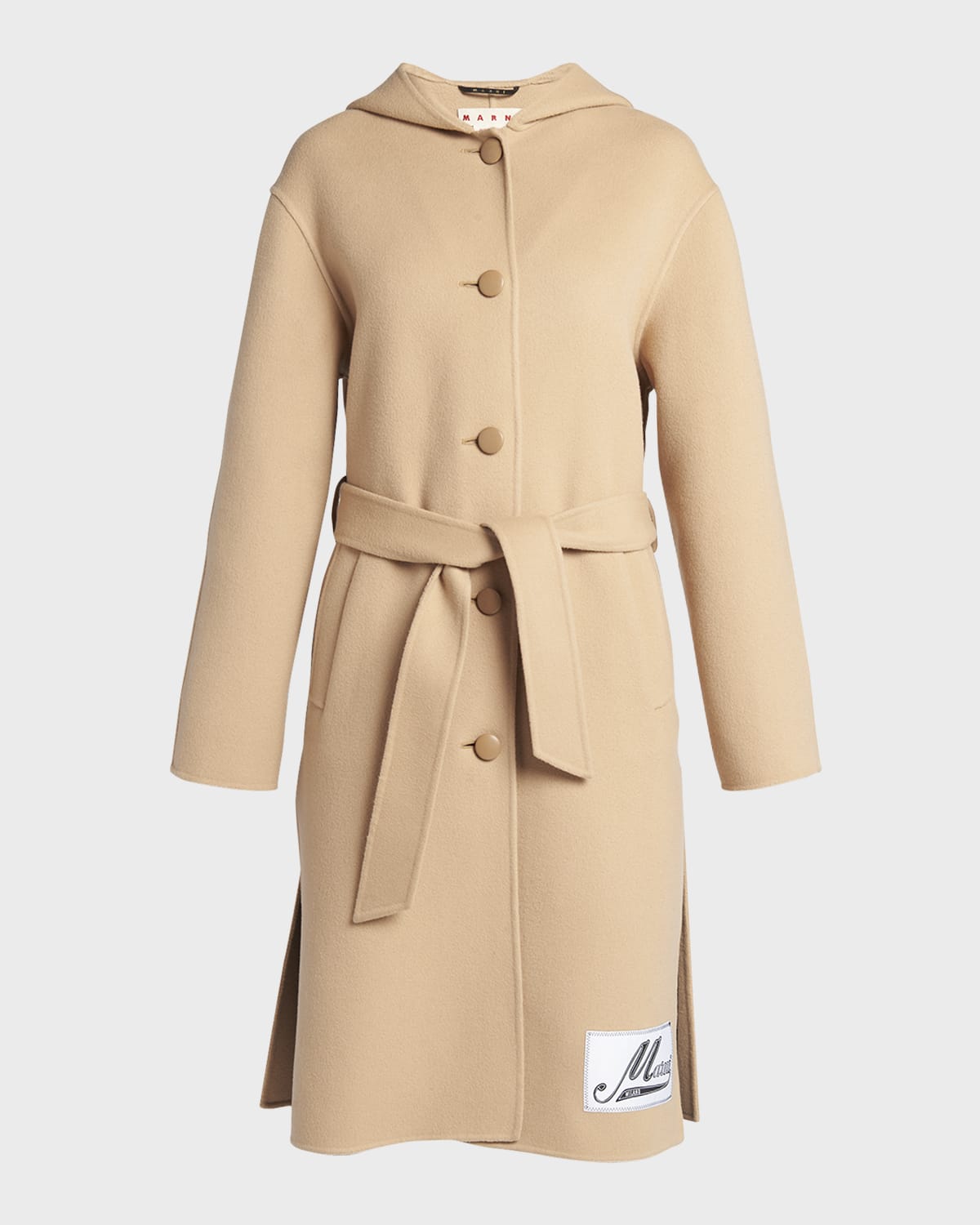 Marni Logo-Patch Hooded Wool Cashmere Coat