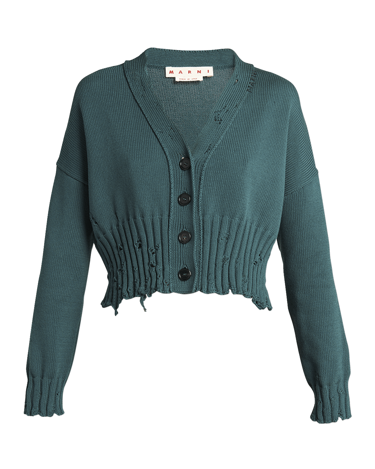 Marni Logo-Embroidered Distressed Cardigan