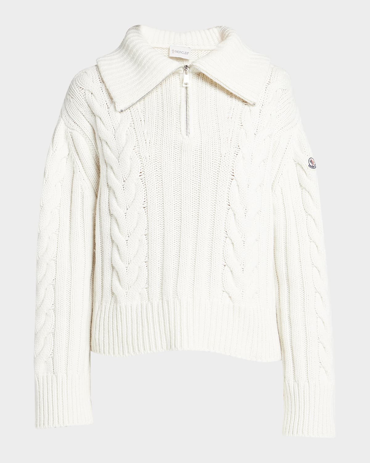 Moncler Cashmere Cable-Knit Quarter-Zip Sweater