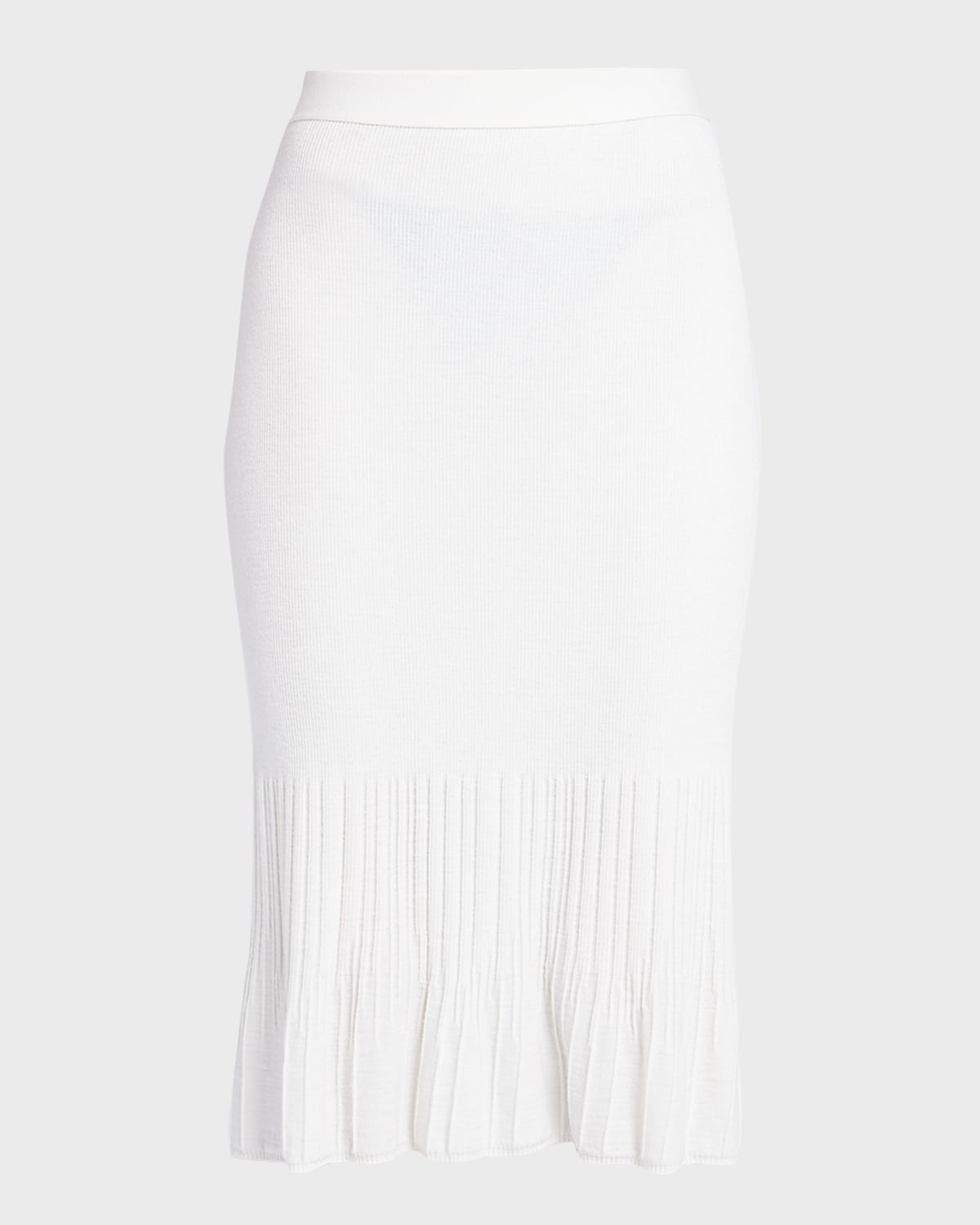 Bottega Veneta Wool Midi Skirt with Ribbed Underpinning