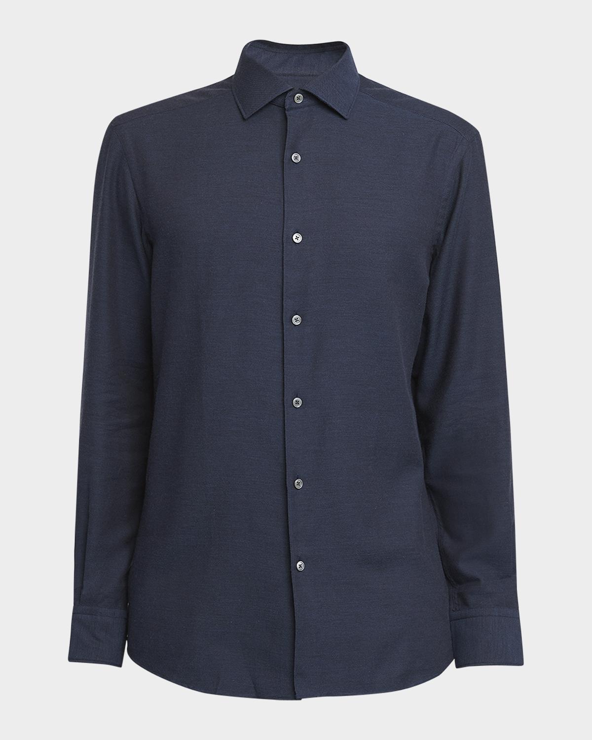 ZEGNA Men's Cashmere-Cotton Cashco Sport Shirt