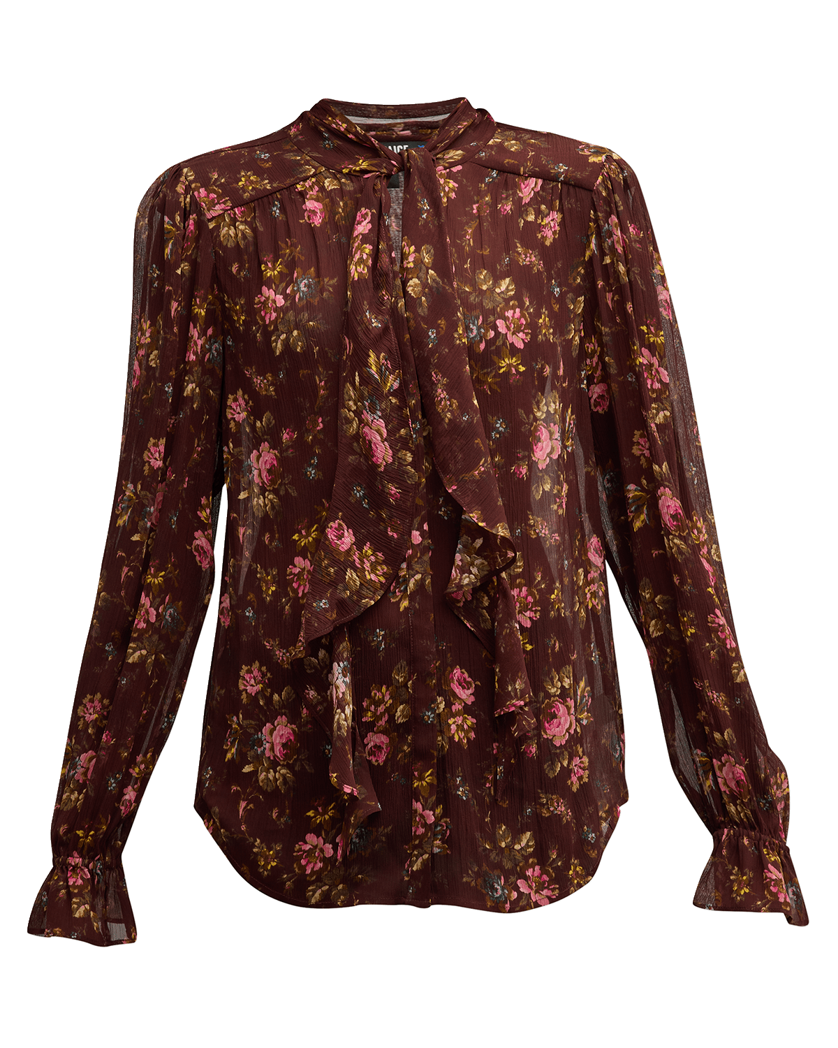 PAIGE Clemency Crinkled Long Sleeve Floral Blouse