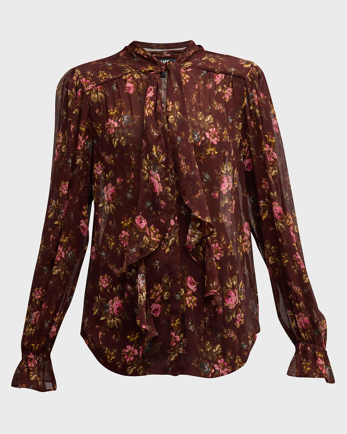 PAIGE Clemency Crinkled Long Sleeve Floral Blouse