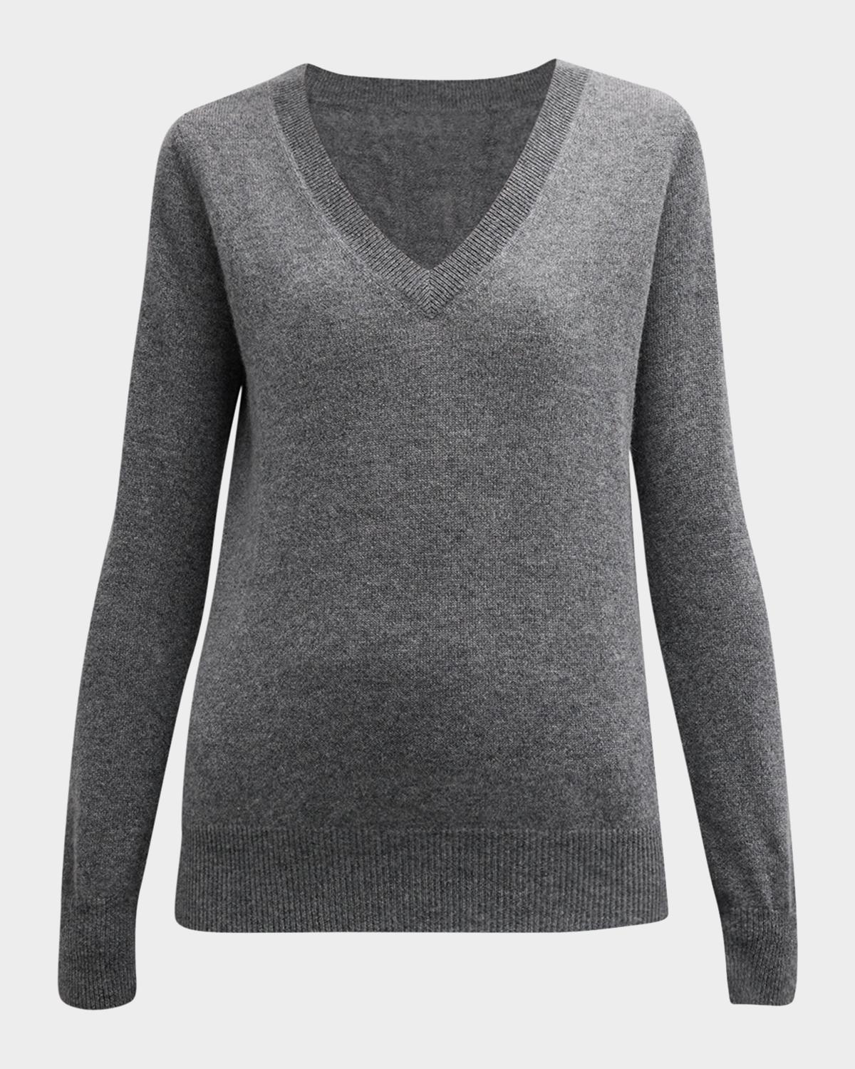 Neiman Marcus Cashmere Collection Cashmere Classic V-Neck Sweater