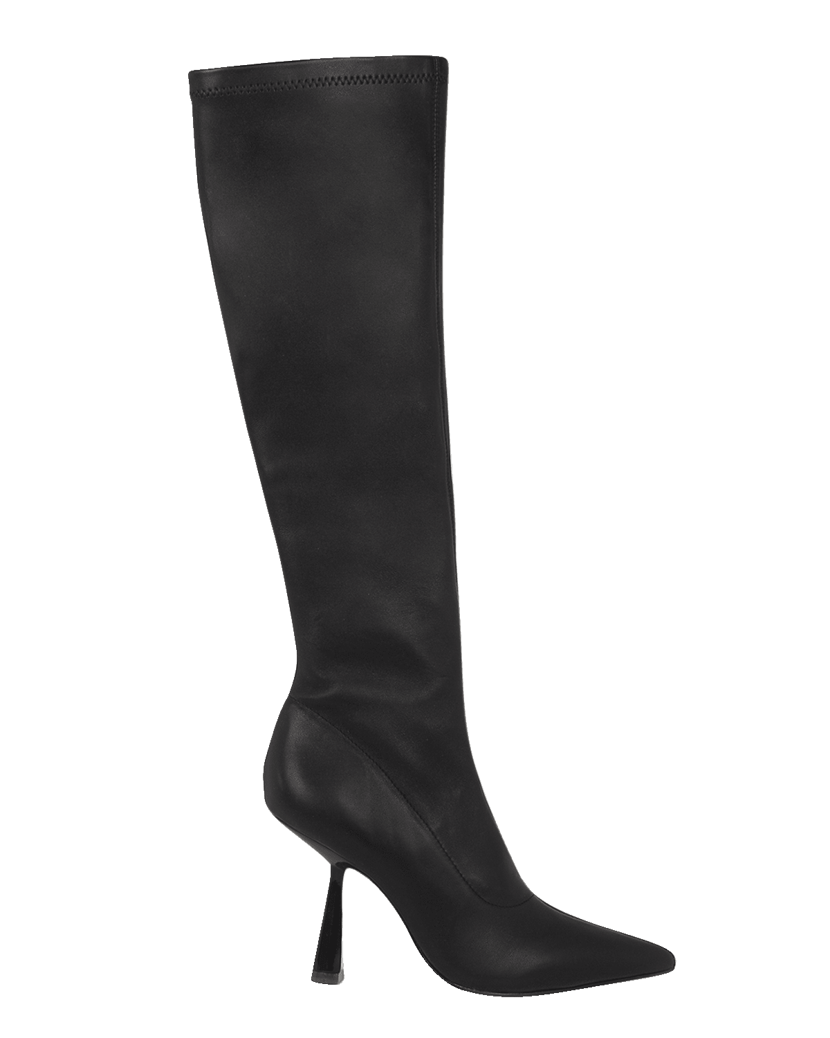 Black Suede Studio Stretch Leather Point-Toe Knee Boots