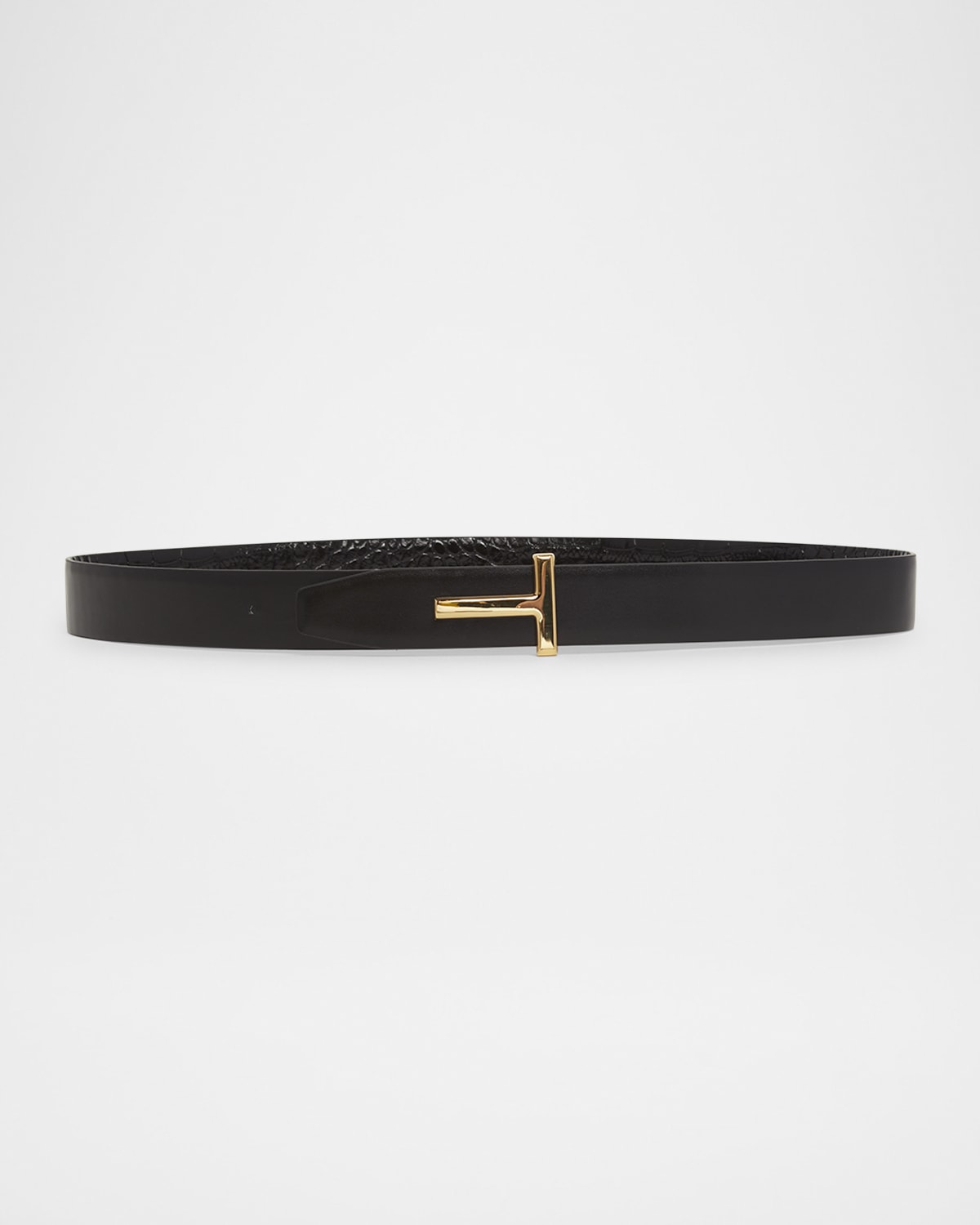 TOM FORD Reversible T-Logo Leather Belt