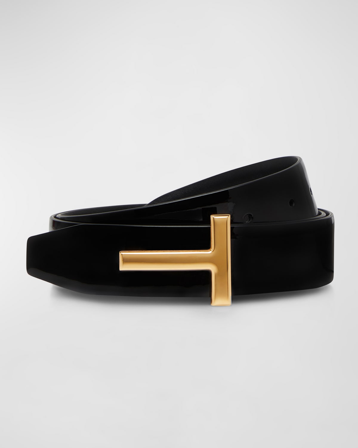 TOM FORD Reversible T-Logo Patent Leather Belt